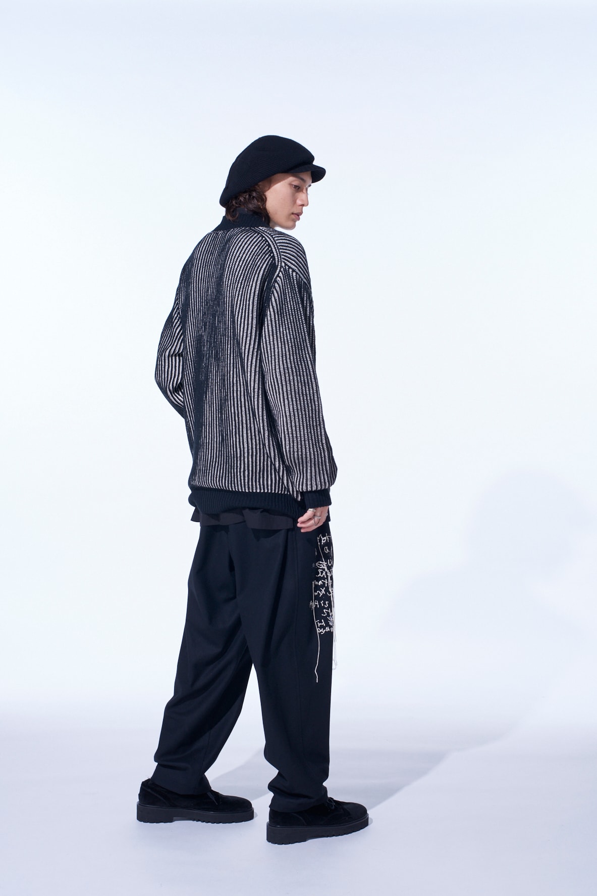 5G BULKY WOOL RIB STITCH V-NECK CARDIGAN