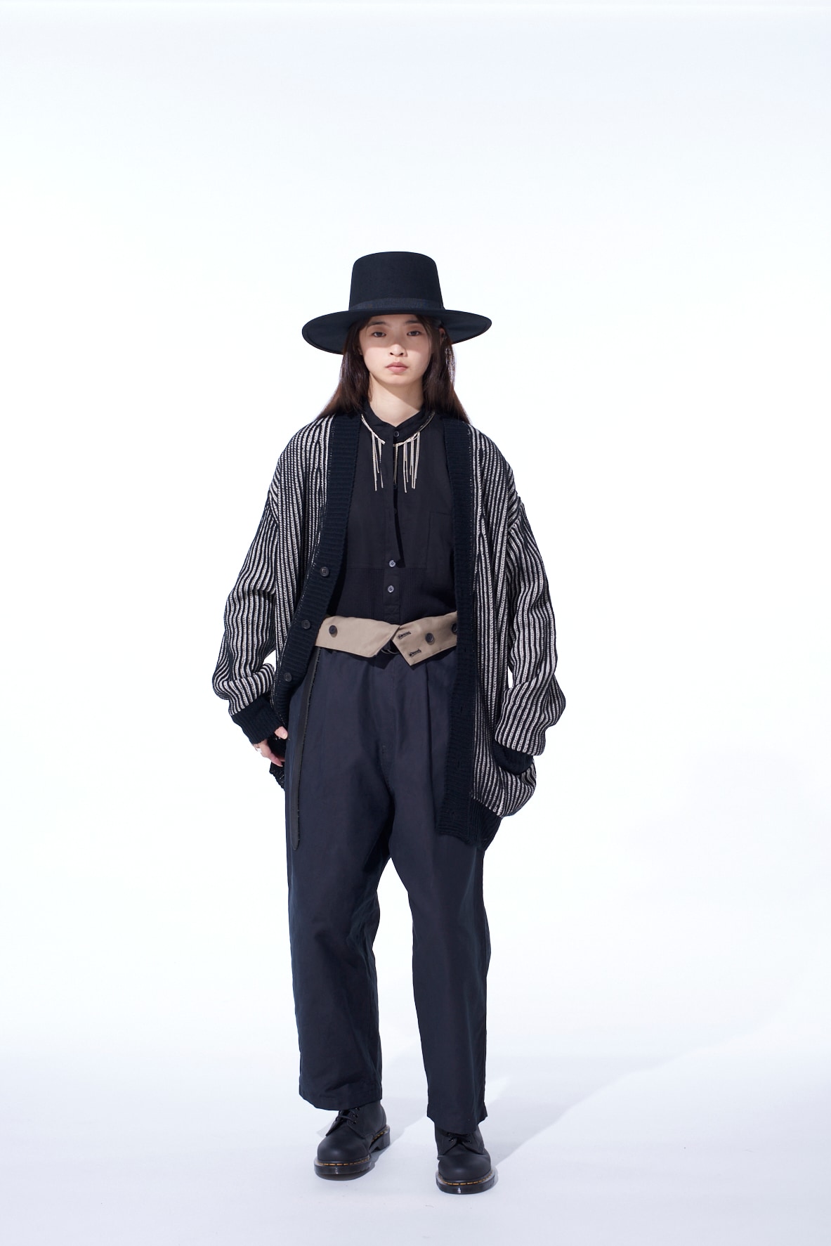 5G BULKY WOOL RIB STITCH V-NECK CARDIGAN