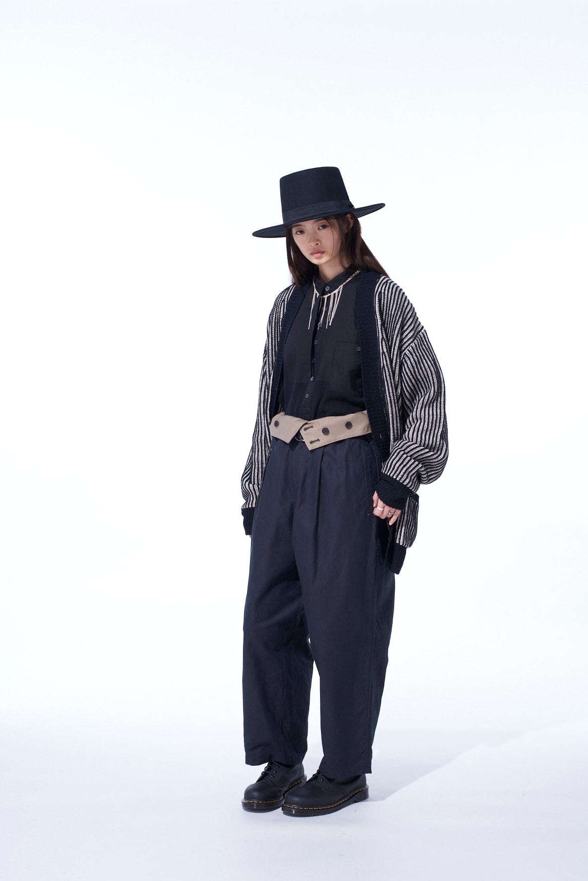 5G BULKY WOOL RIB STITCH V-NECK CARDIGAN