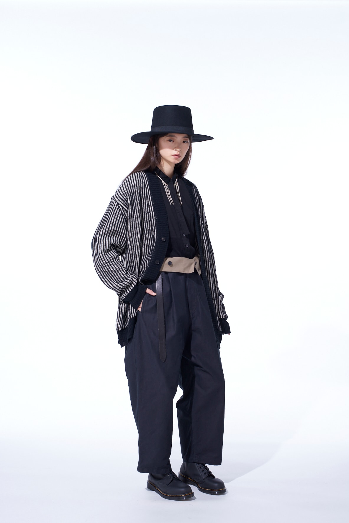 5G BULKY WOOL RIB STITCH V-NECK CARDIGAN