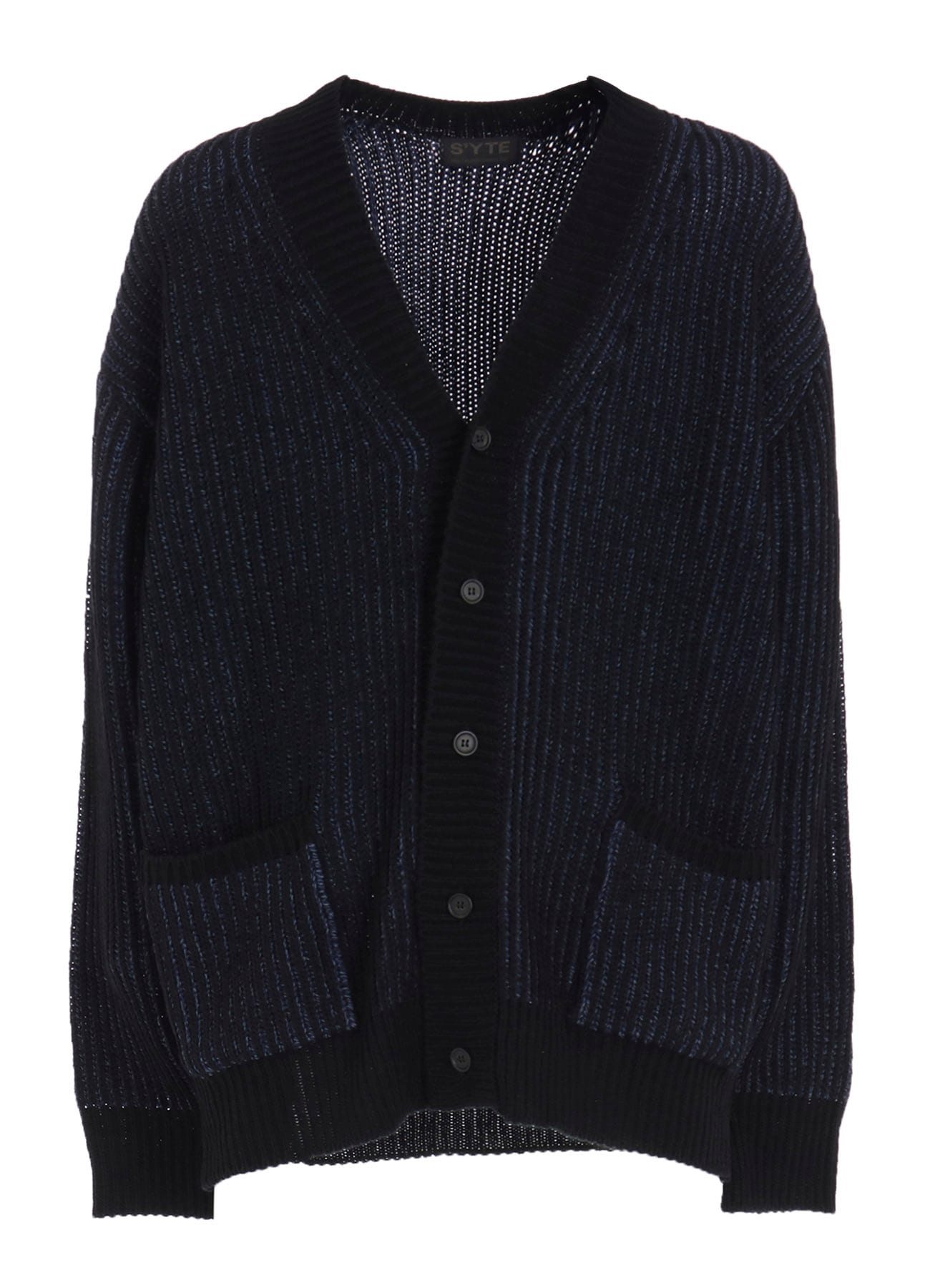 5G BULKY WOOL RIB STITCH V-NECK CARDIGAN