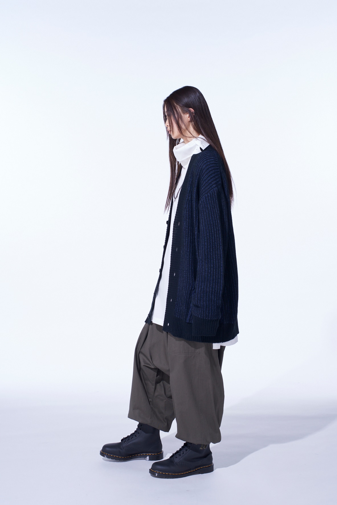 5G BULKY WOOL RIB STITCH V-NECK CARDIGAN