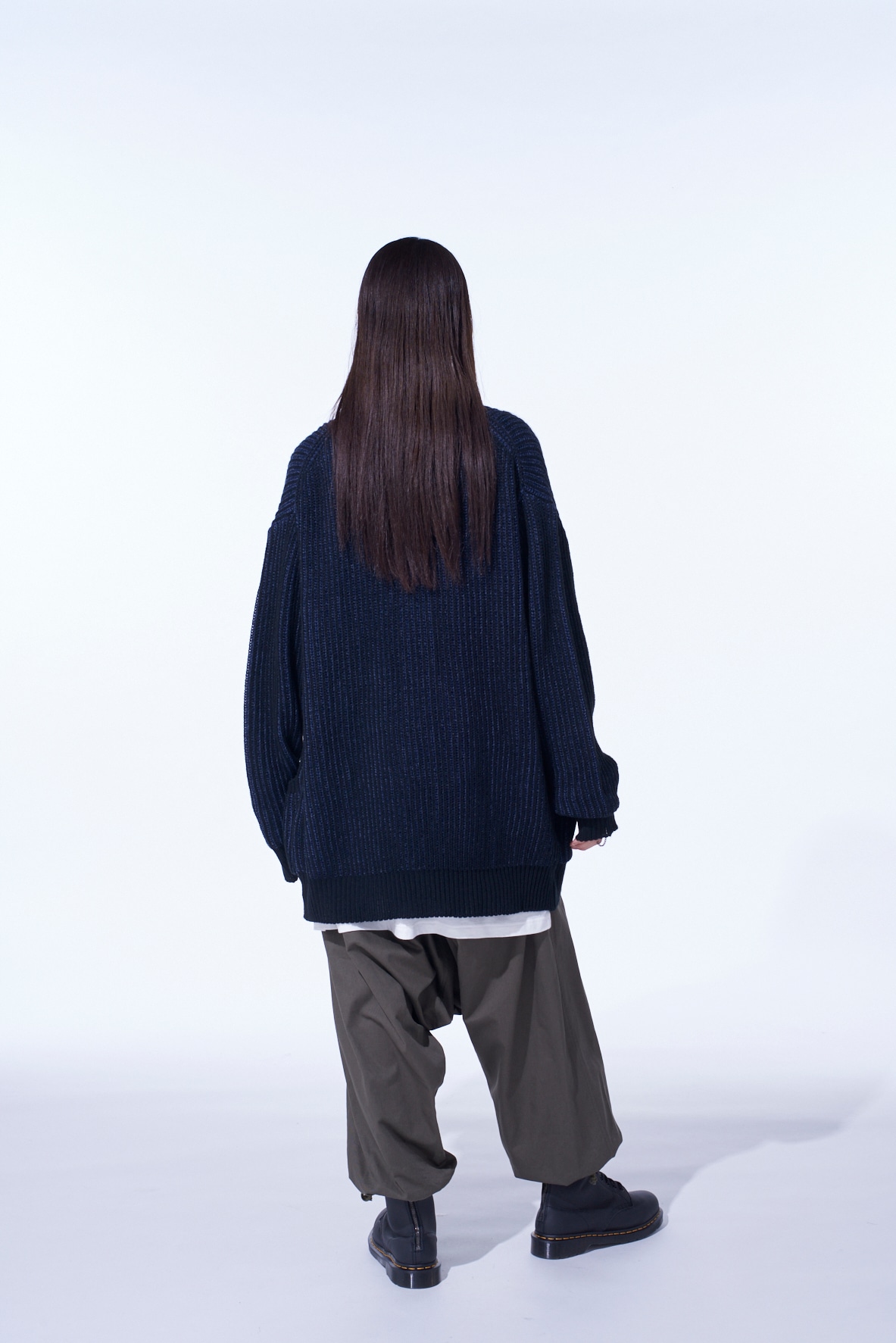 5G BULKY WOOL RIB STITCH V-NECK CARDIGAN