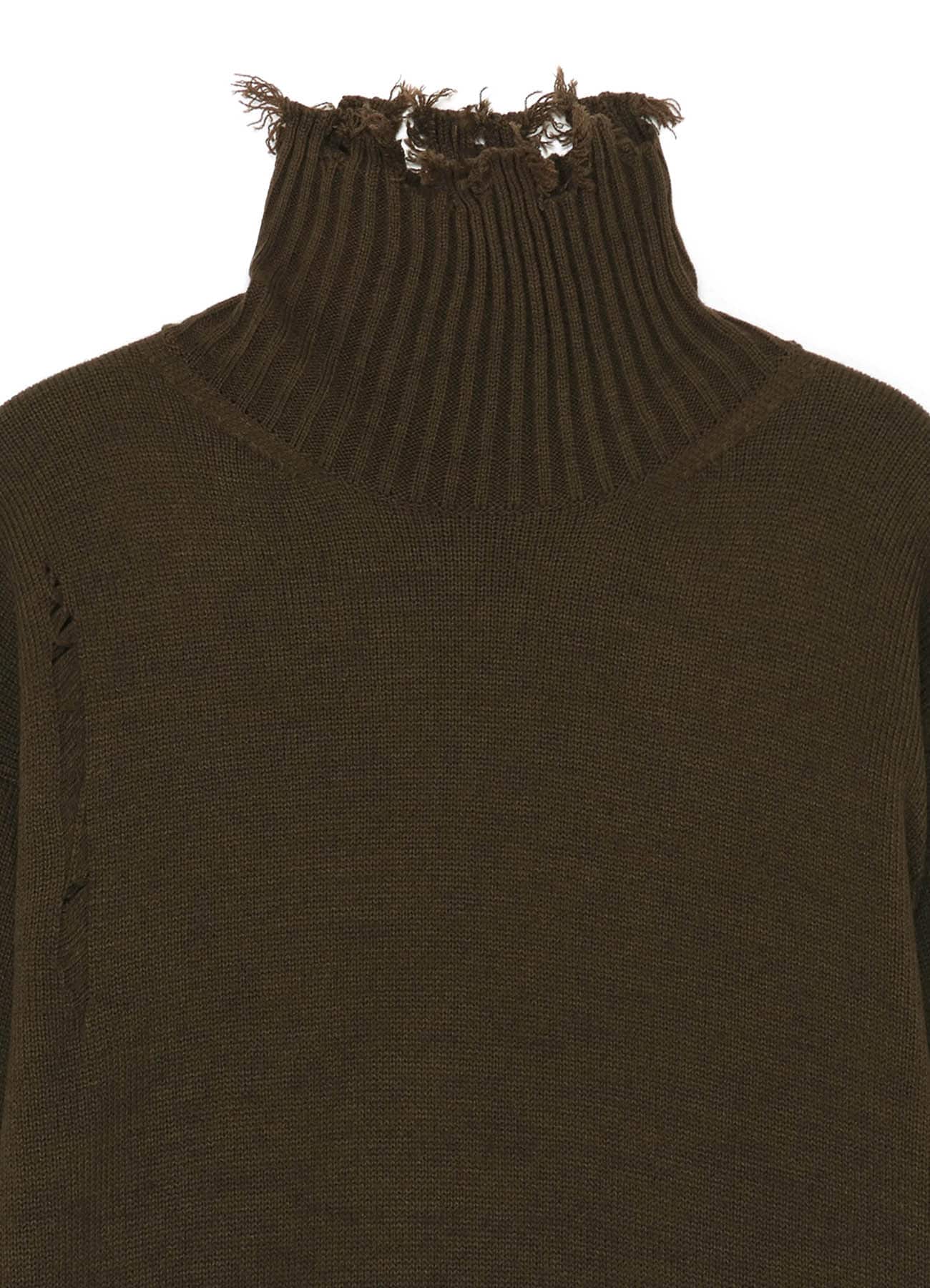 7G BULKY WOOL DAMAGE TURTLE PULLOVER