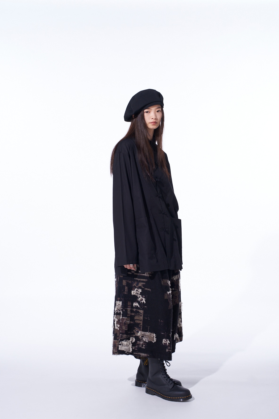 PATCHWORK CUT JACQUARD CULOTTE PANTS