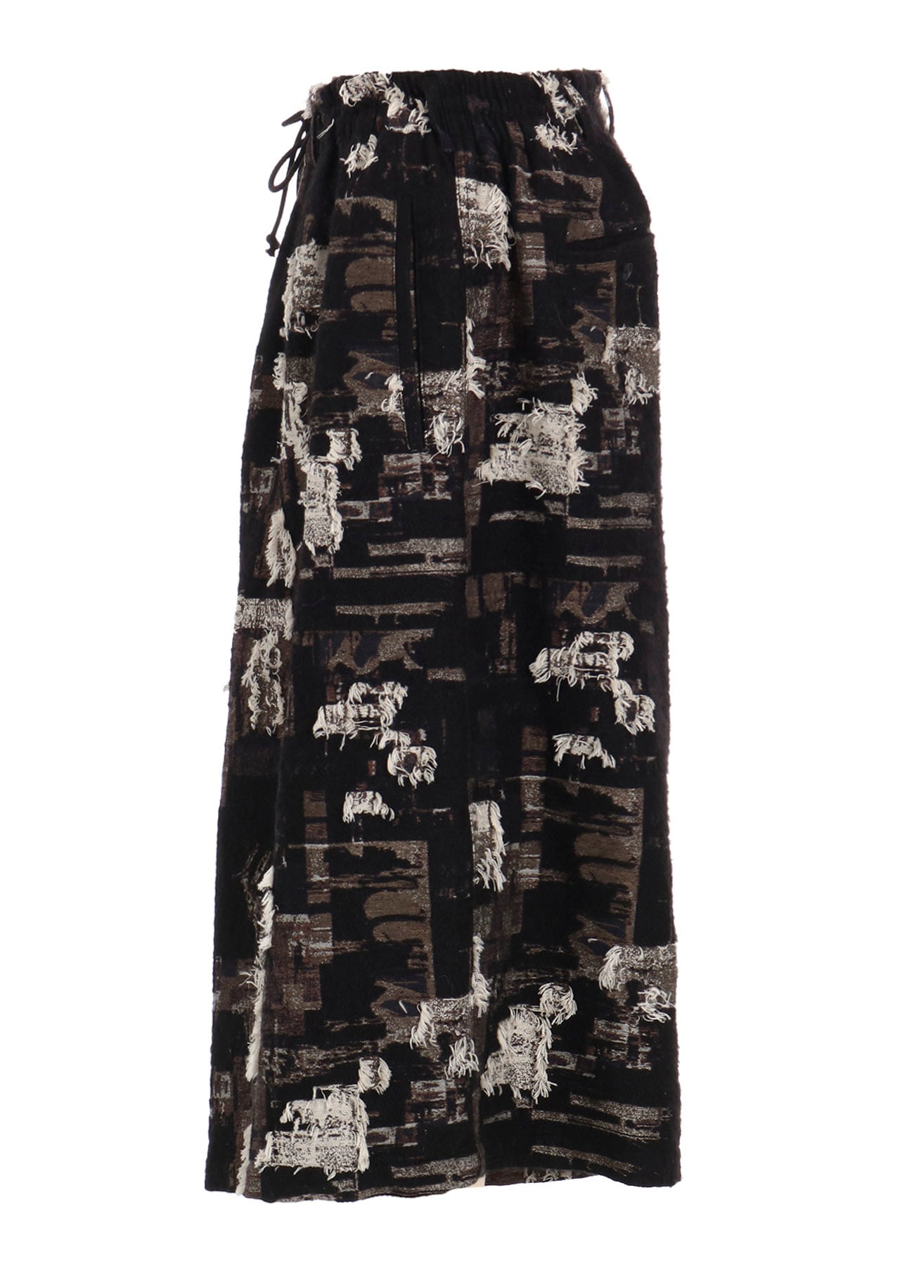 PATCHWORK CUT JACQUARD CULOTTE PANTS