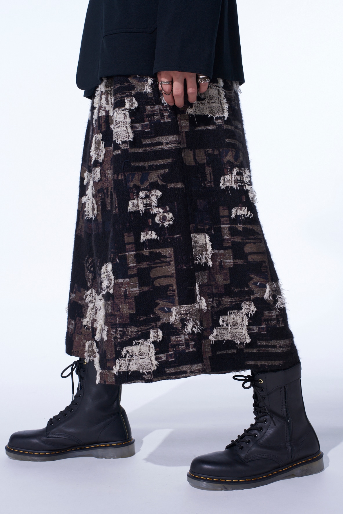 PATCHWORK CUT JACQUARD CULOTTE PANTS