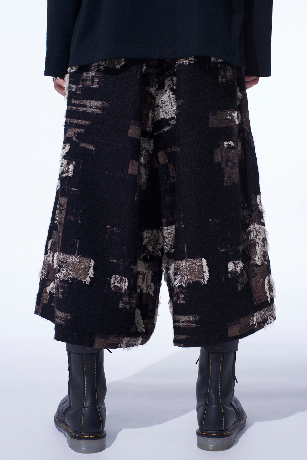 PATCHWORK CUT JACQUARD CULOTTE PANTS