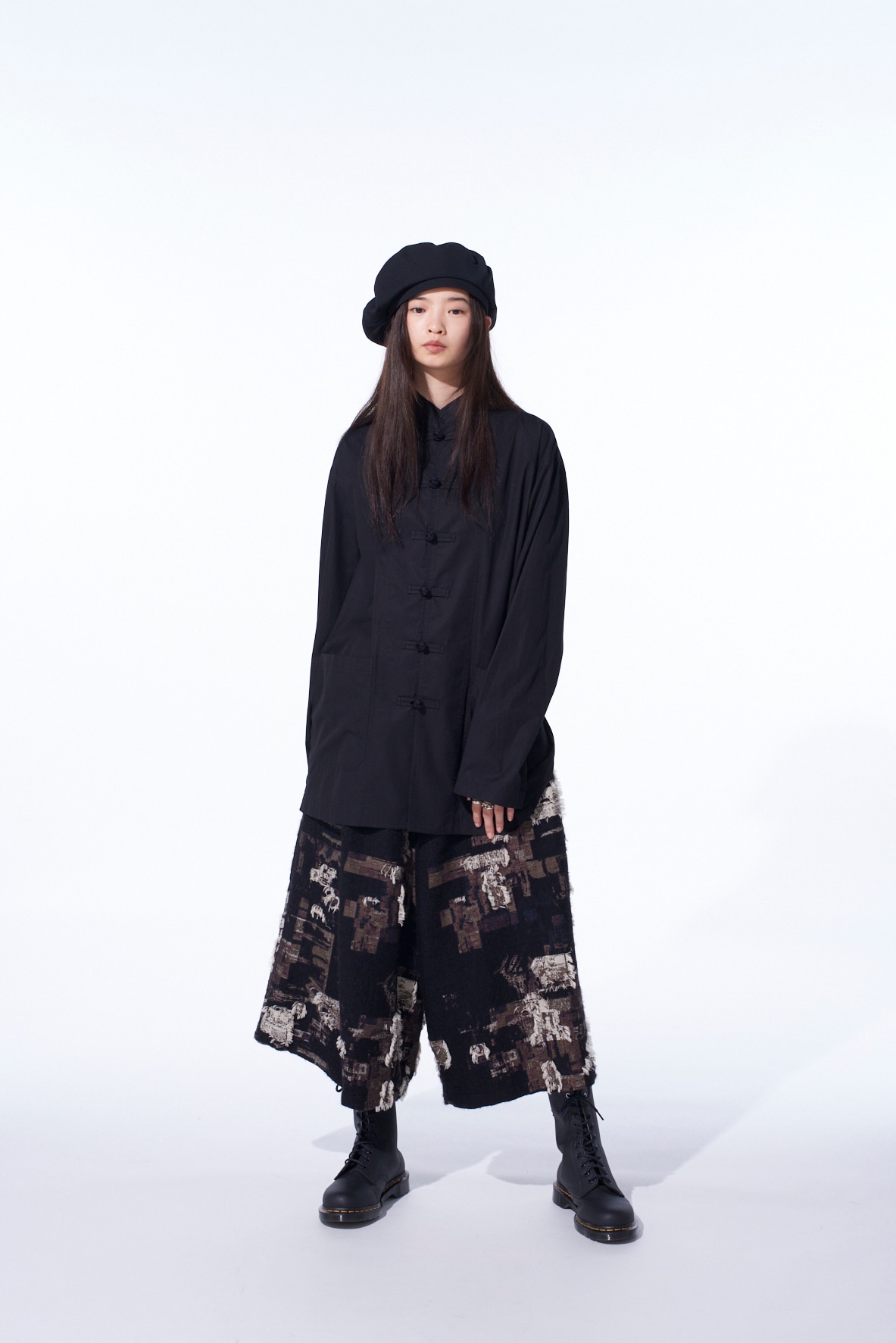 PATCHWORK CUT JACQUARD CULOTTE PANTS
