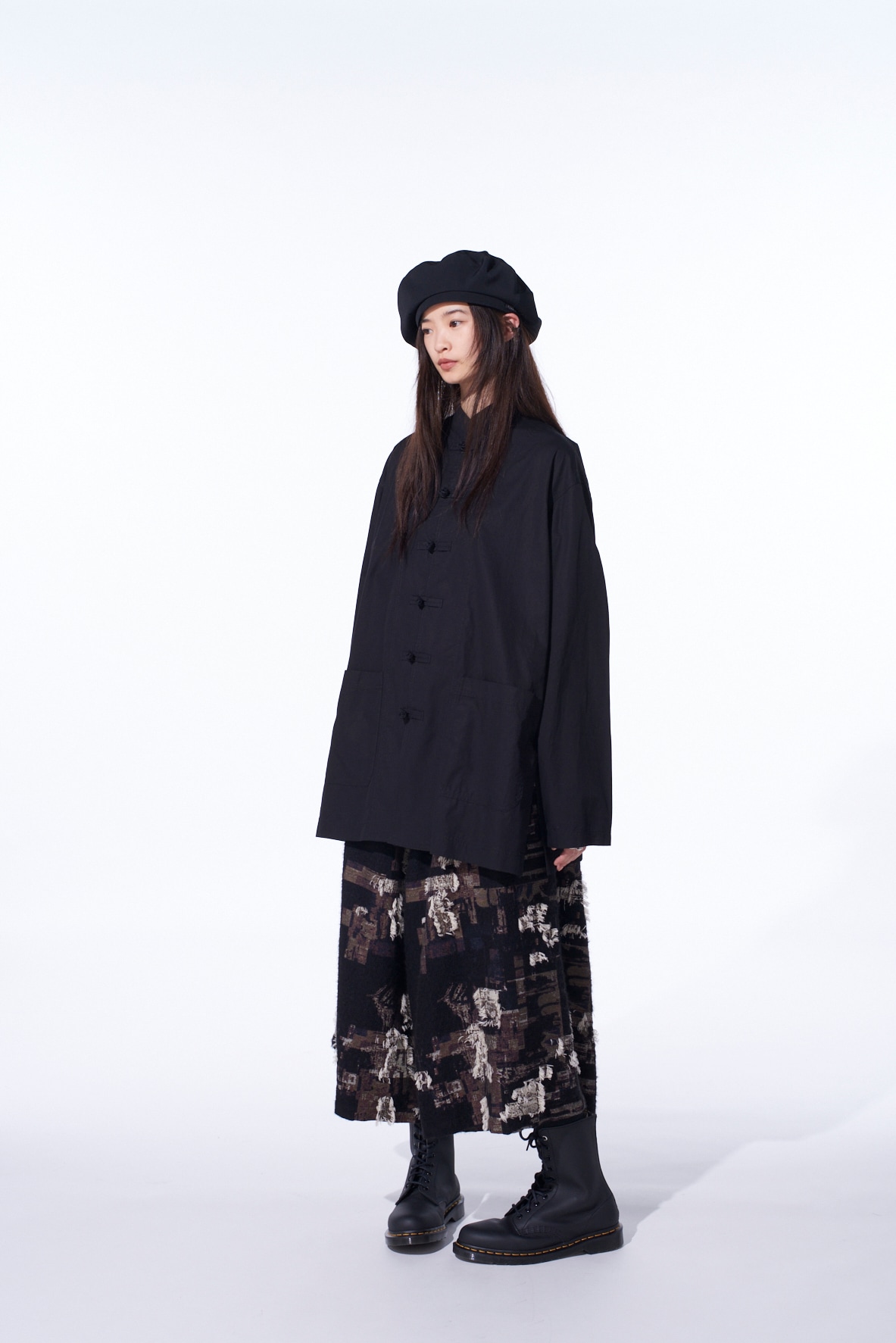 PATCHWORK CUT JACQUARD CULOTTE PANTS