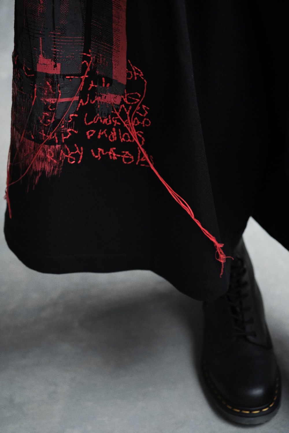 LAMB WOOL PRINTED MESSEGE EMBROIDERY CULOTTE PANTS