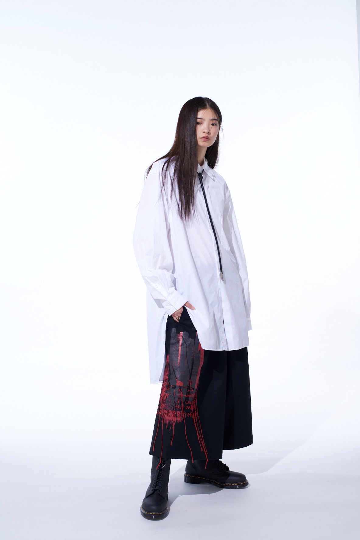 LAMB WOOL PRINTED MESSEGE EMBROIDERY CULOTTE PANTS