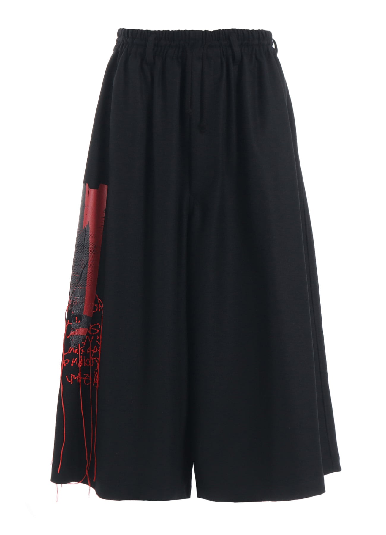 LAMB WOOL PRINTED MESSEGE EMBROIDERY CULOTTE PANTS