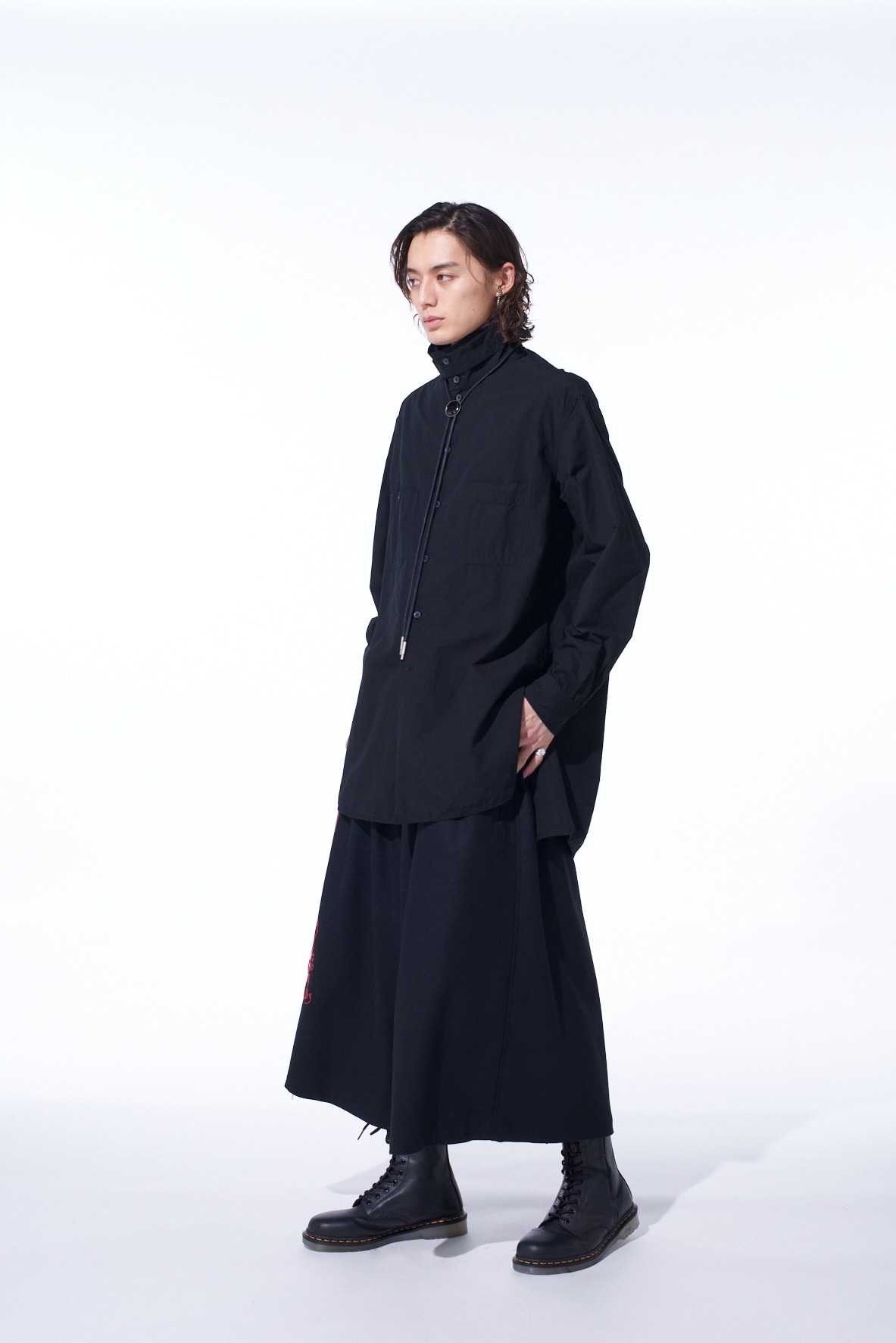 LAMB WOOL PRINTED MESSEGE EMBROIDERY CULOTTE PANTS