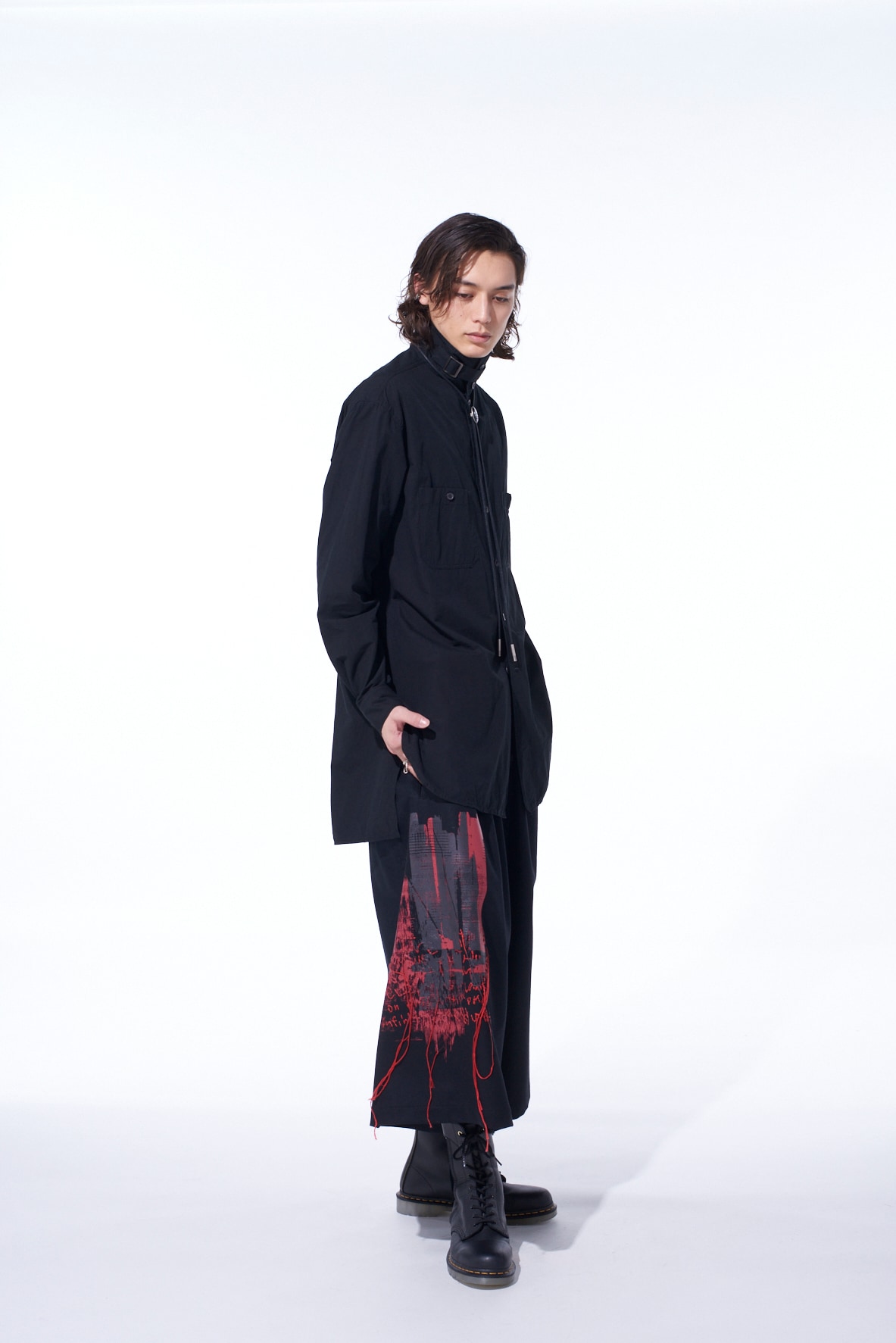 LAMB WOOL PRINTED MESSEGE EMBROIDERY CULOTTE PANTS