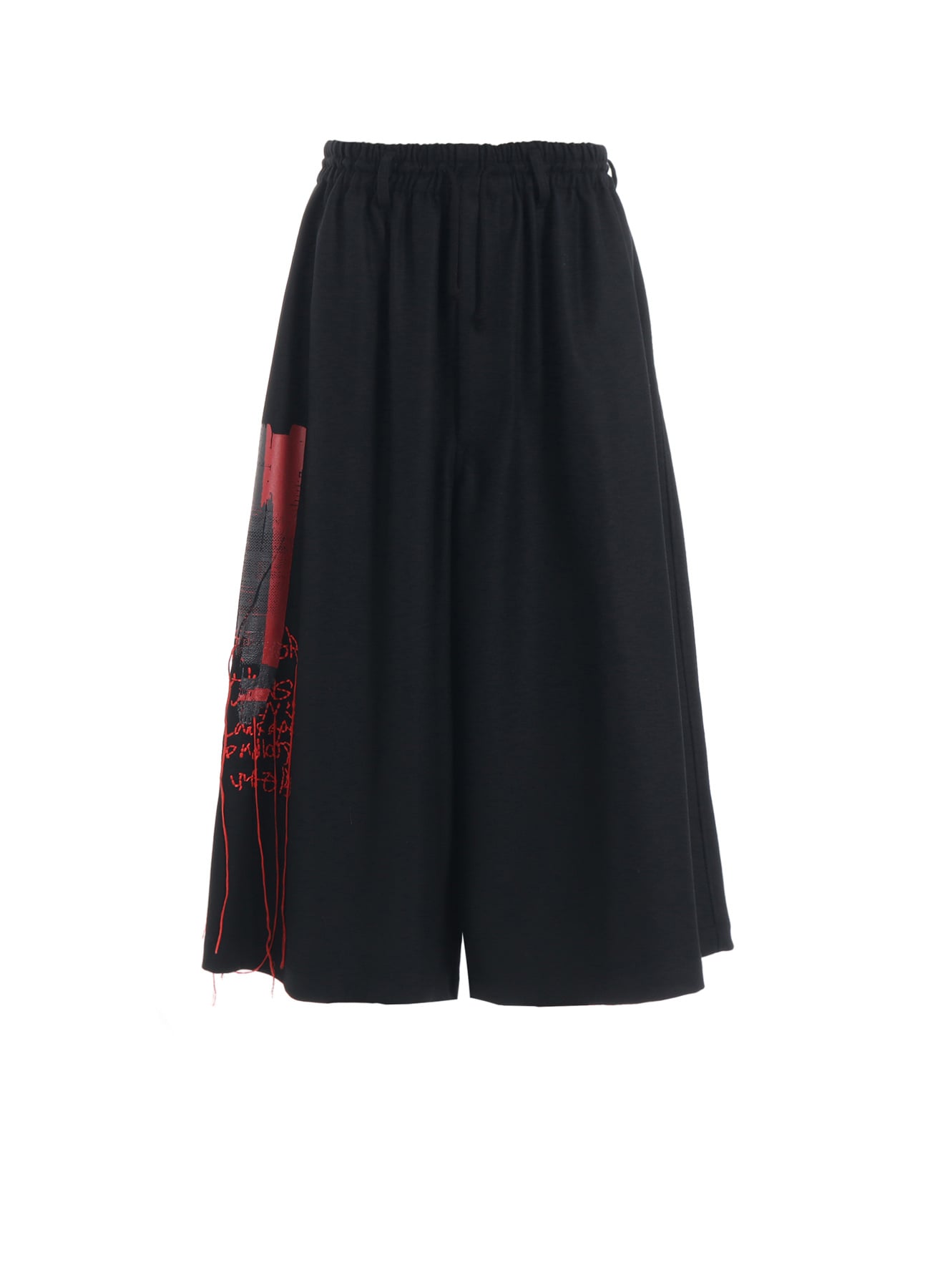 LAMB WOOL PRINTED MESSEGE EMBROIDERY CULOTTE PANTS