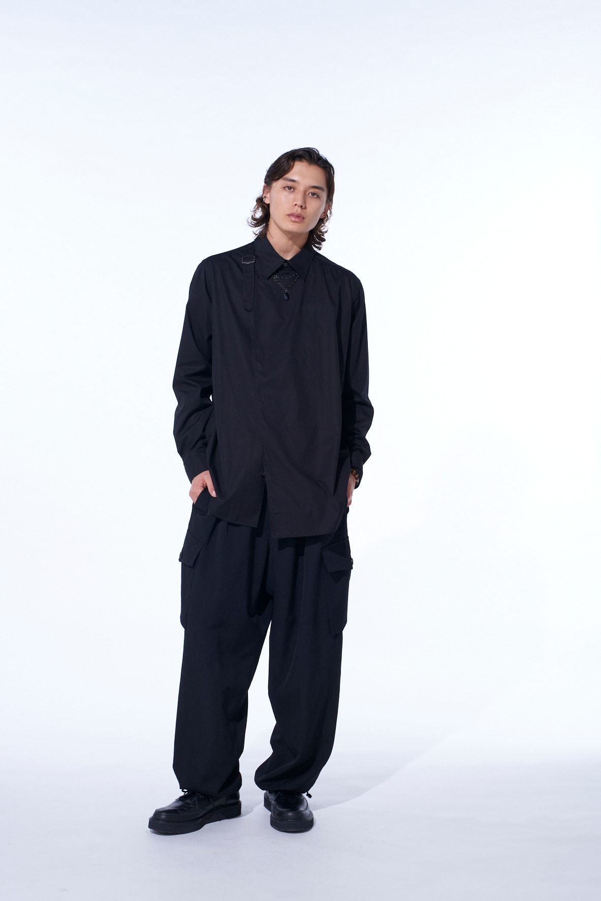 WASHER WOOL GABARDINE 2 TUCK CARGO PANTS
