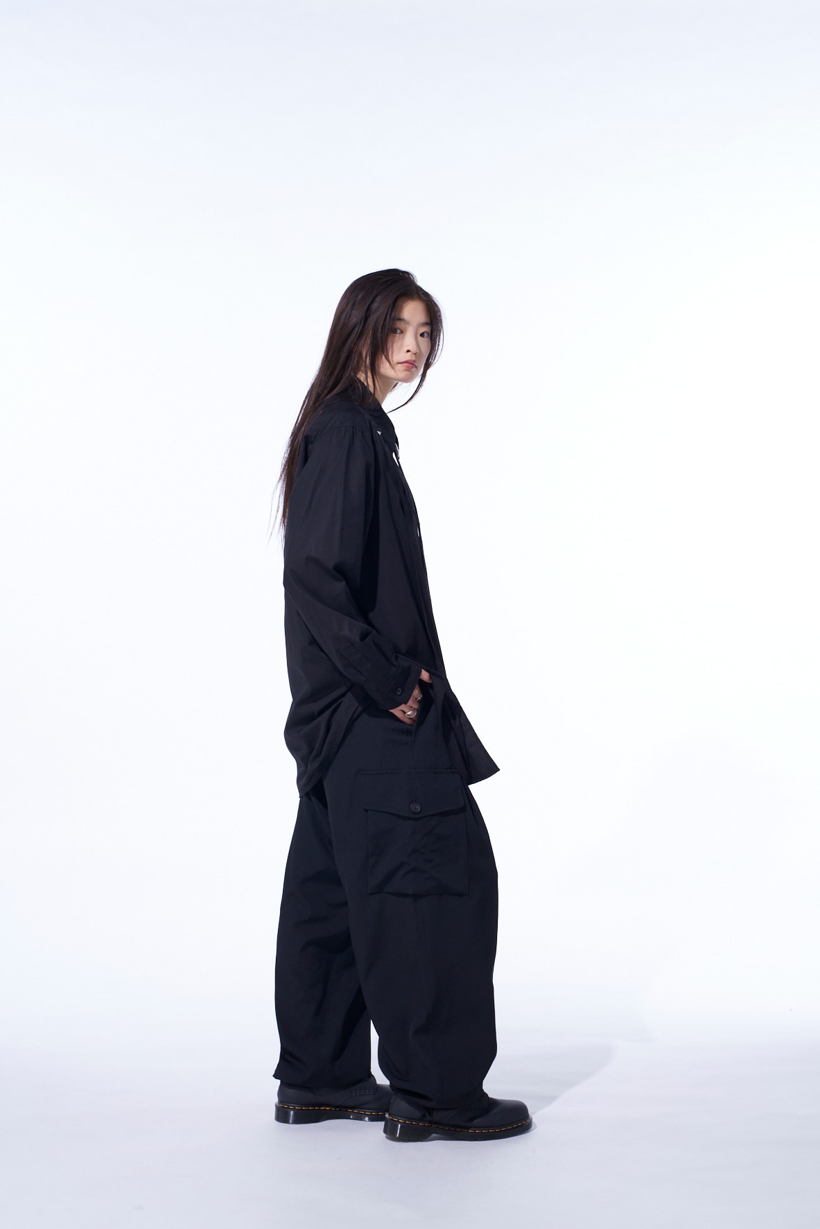 WASHER WOOL GABARDINE 2 TUCK CARGO PANTS