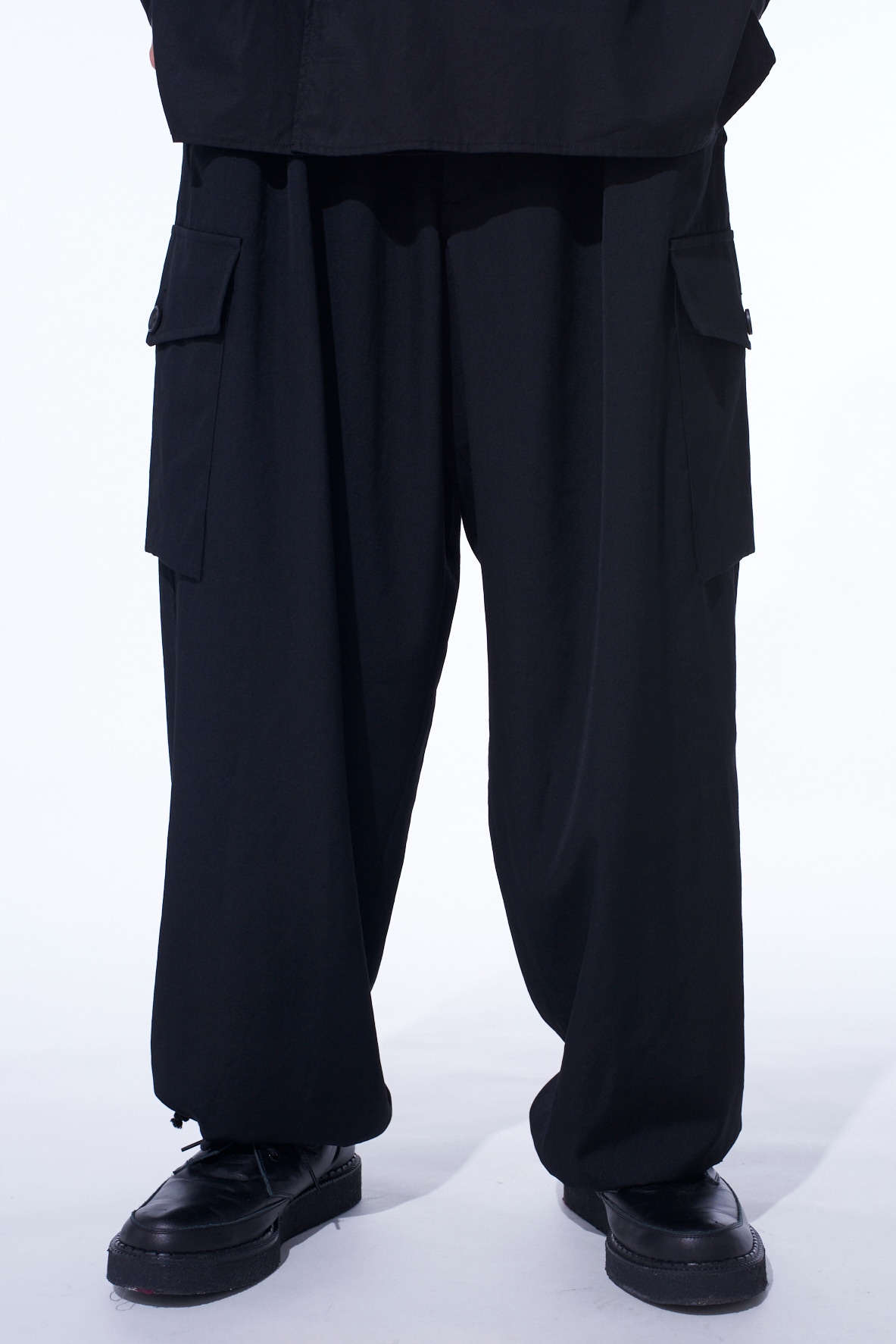 WASHER WOOL GABARDINE 2 TUCK CARGO PANTS