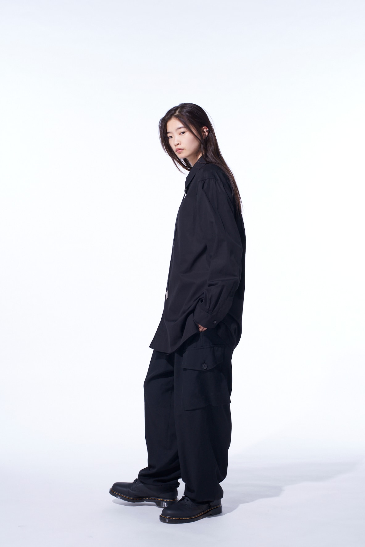 WASHER WOOL GABARDINE 2 TUCK CARGO PANTS