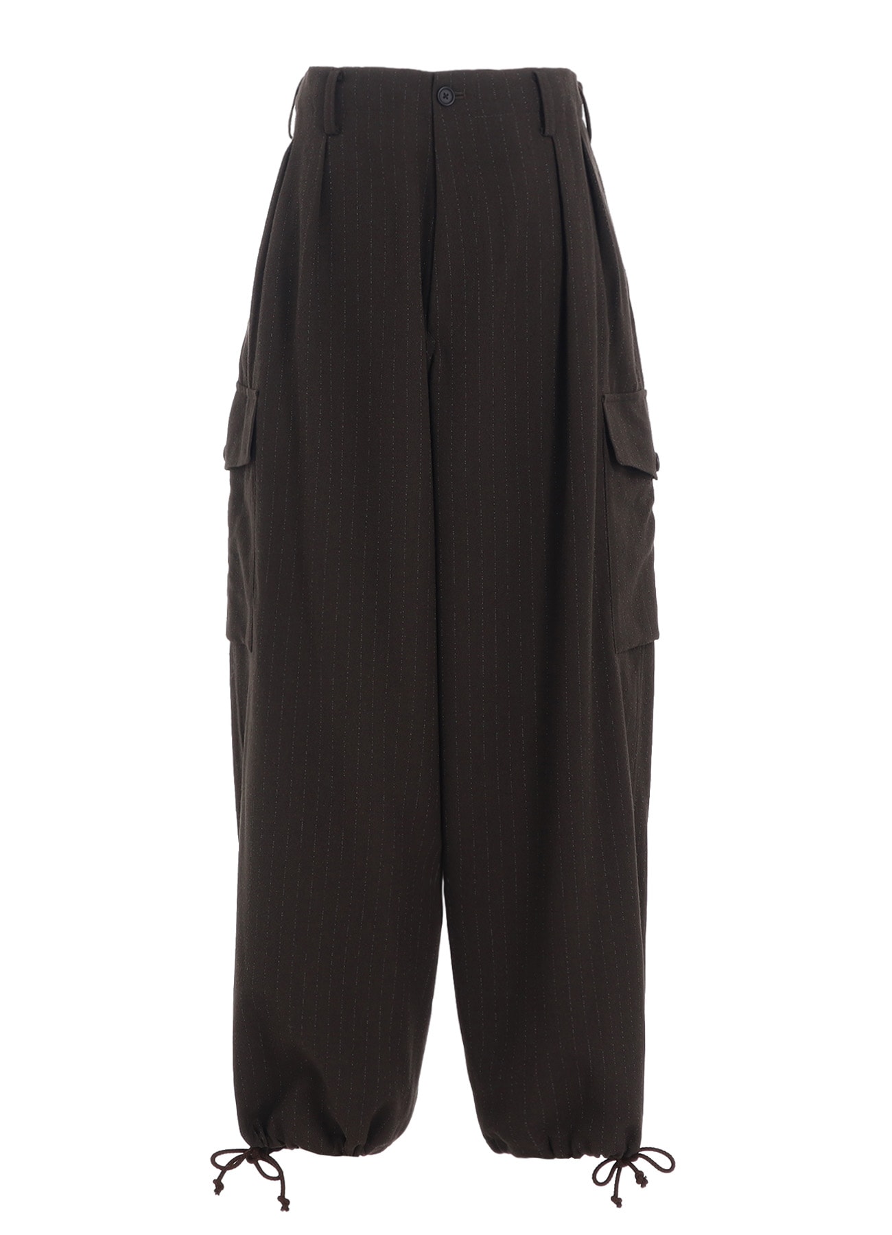 STRIPED SILK ANGORA WOOL 2 TUCK CARGO PANTS