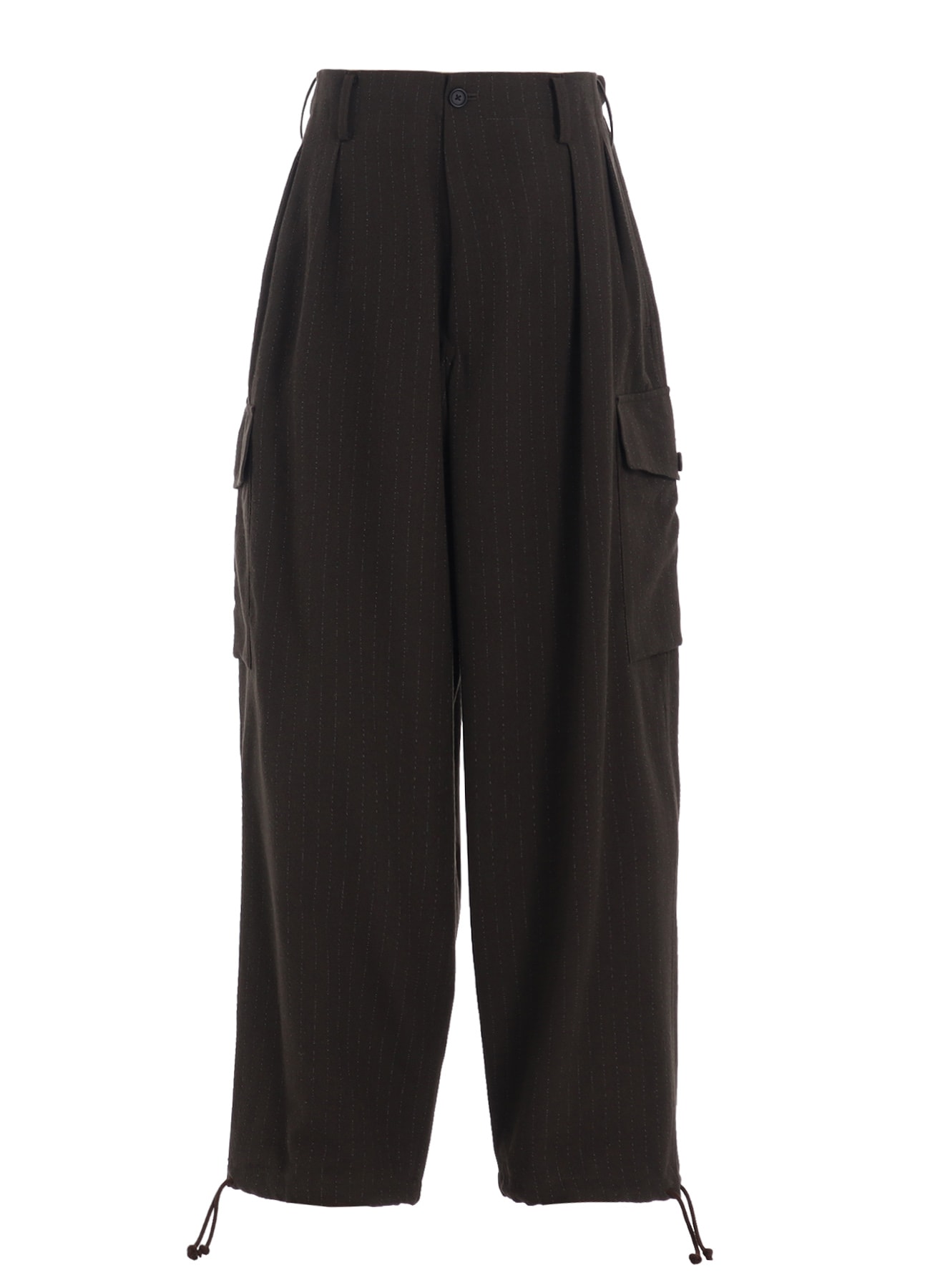 STRIPED SILK ANGORA WOOL 2 TUCK CARGO PANTS
