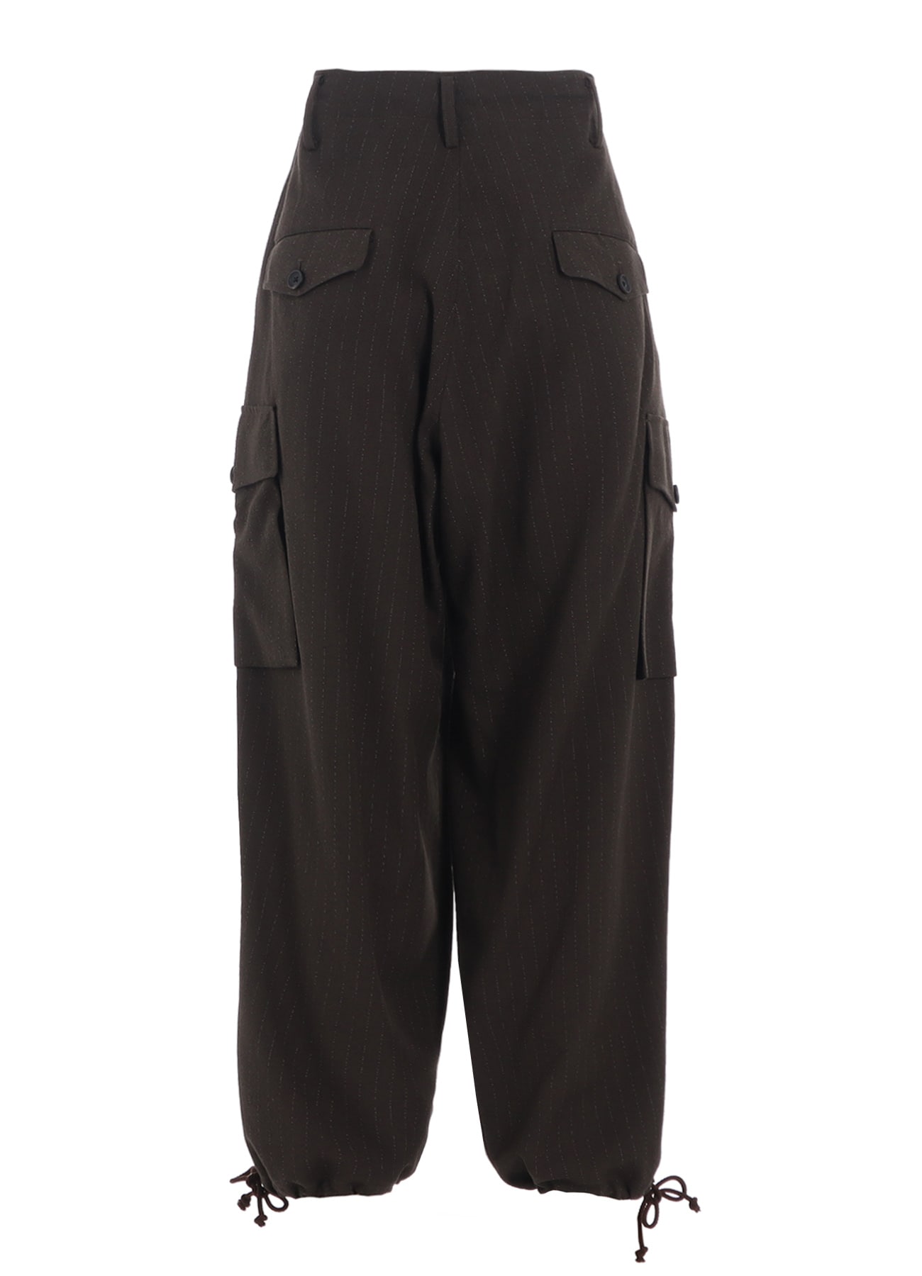 STRIPED SILK ANGORA WOOL 2 TUCK CARGO PANTS