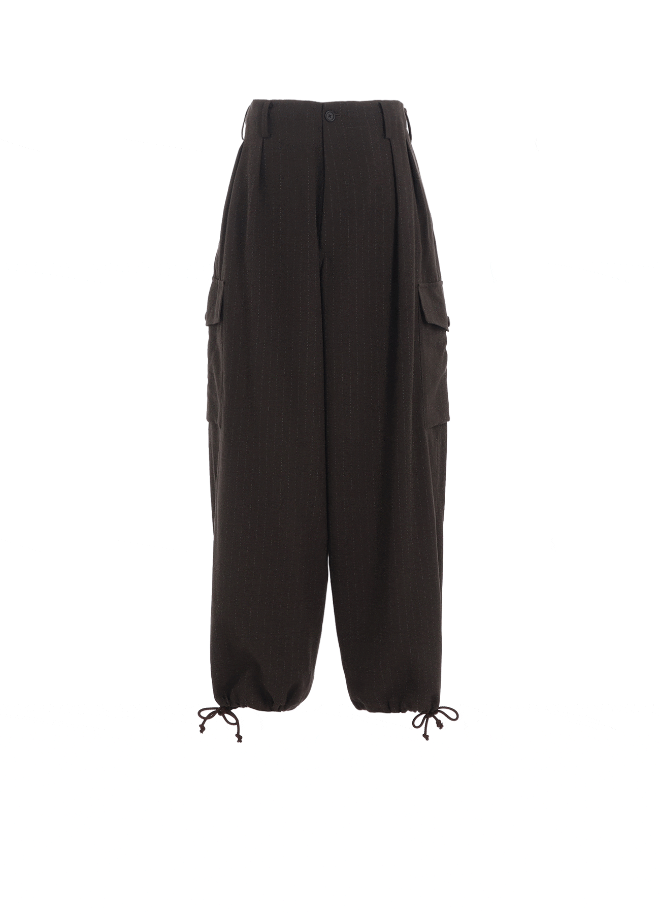 STRIPED SILK ANGORA WOOL 2 TUCK CARGO PANTS