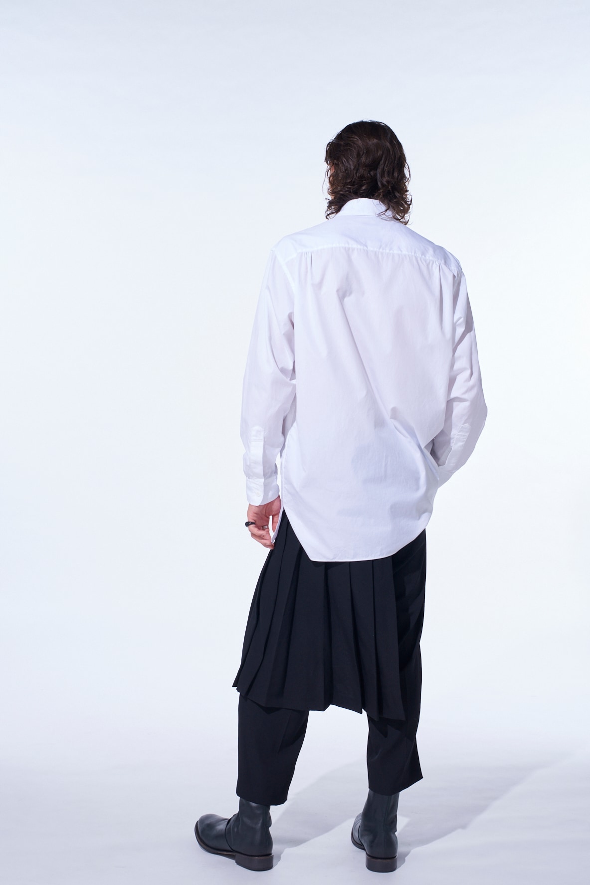 WASHER WOOL GABARDINE SKIRTED WRAP PANTS