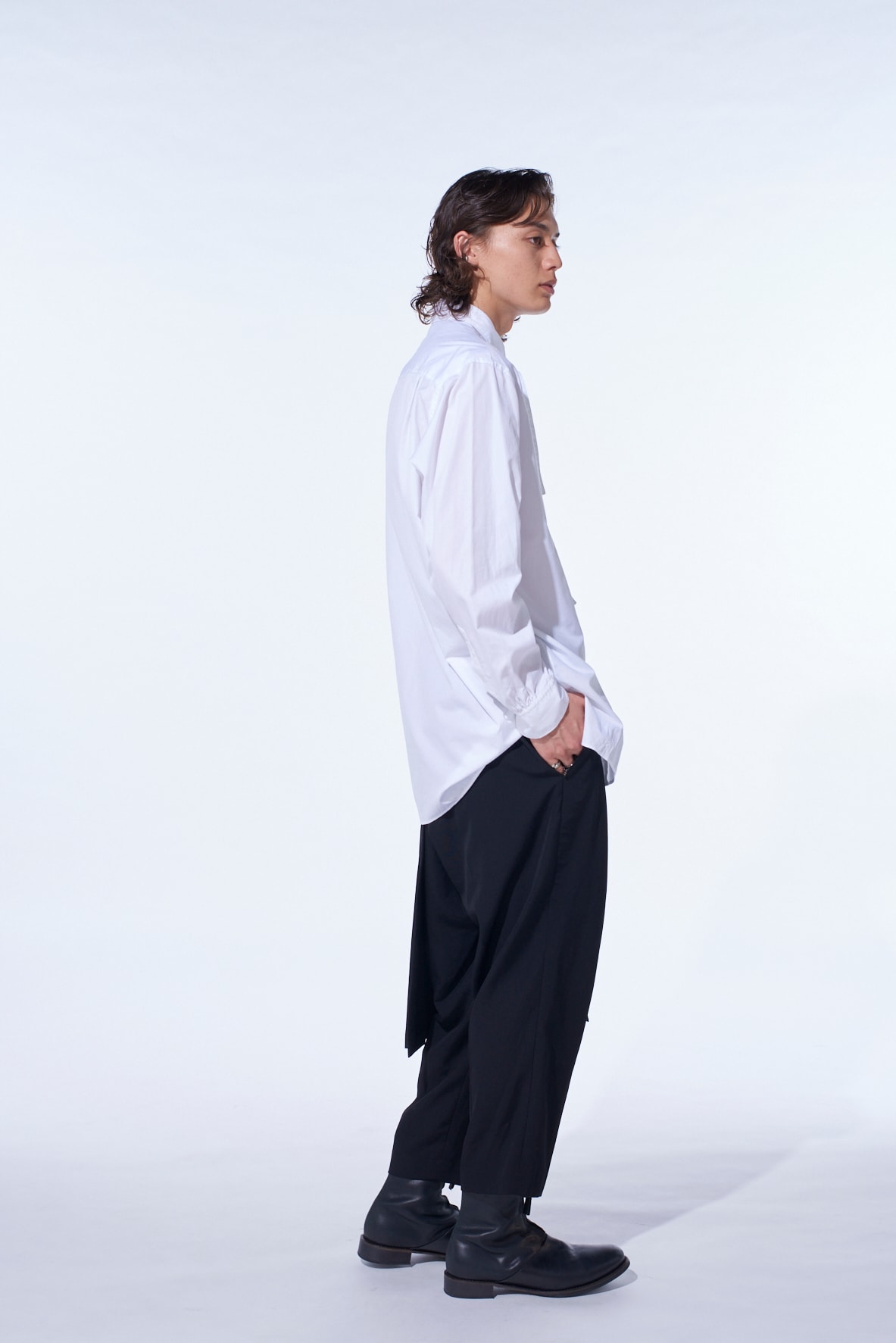 WASHER WOOL GABARDINE SKIRTED WRAP PANTS