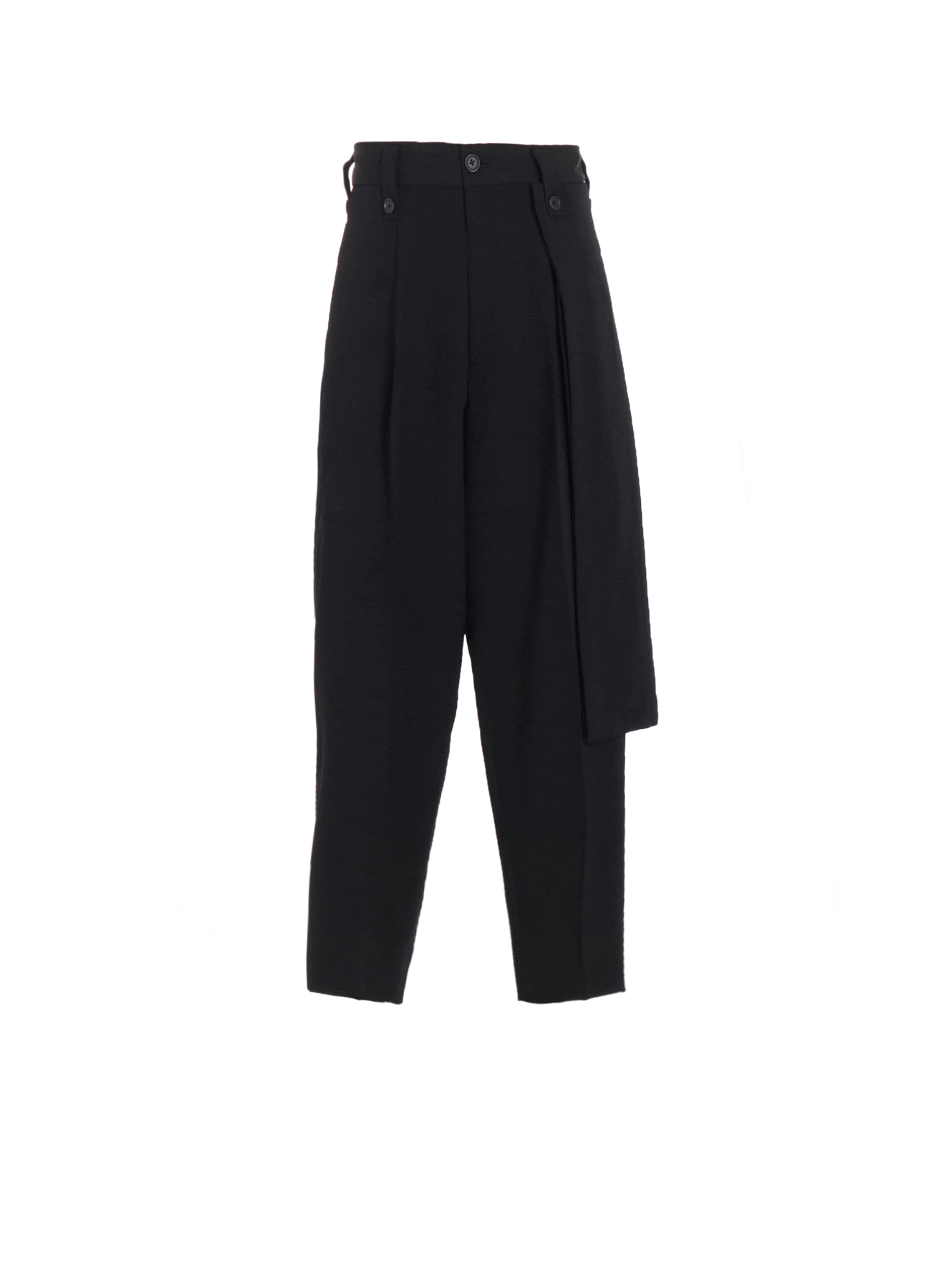 WASHER WOOL GABARDINE SKIRTED WRAP PANTS