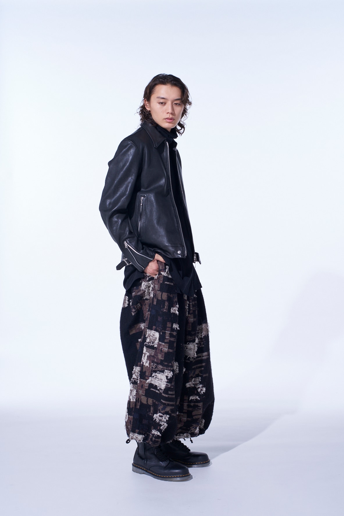 PATCHWORK CUT JACQUARD BALLOON PANTS