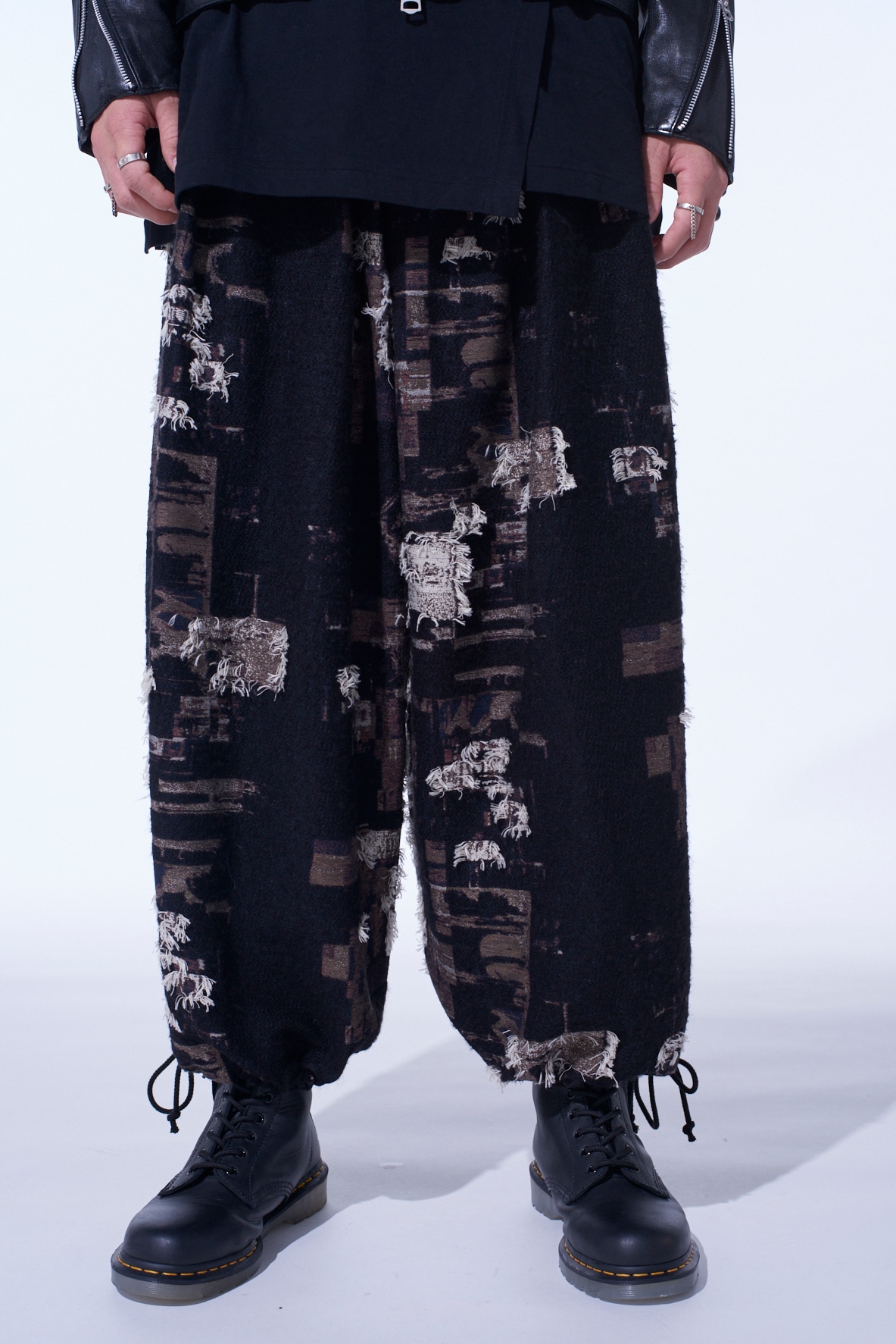 PATCHWORK CUT JACQUARD BALLOON PANTS
