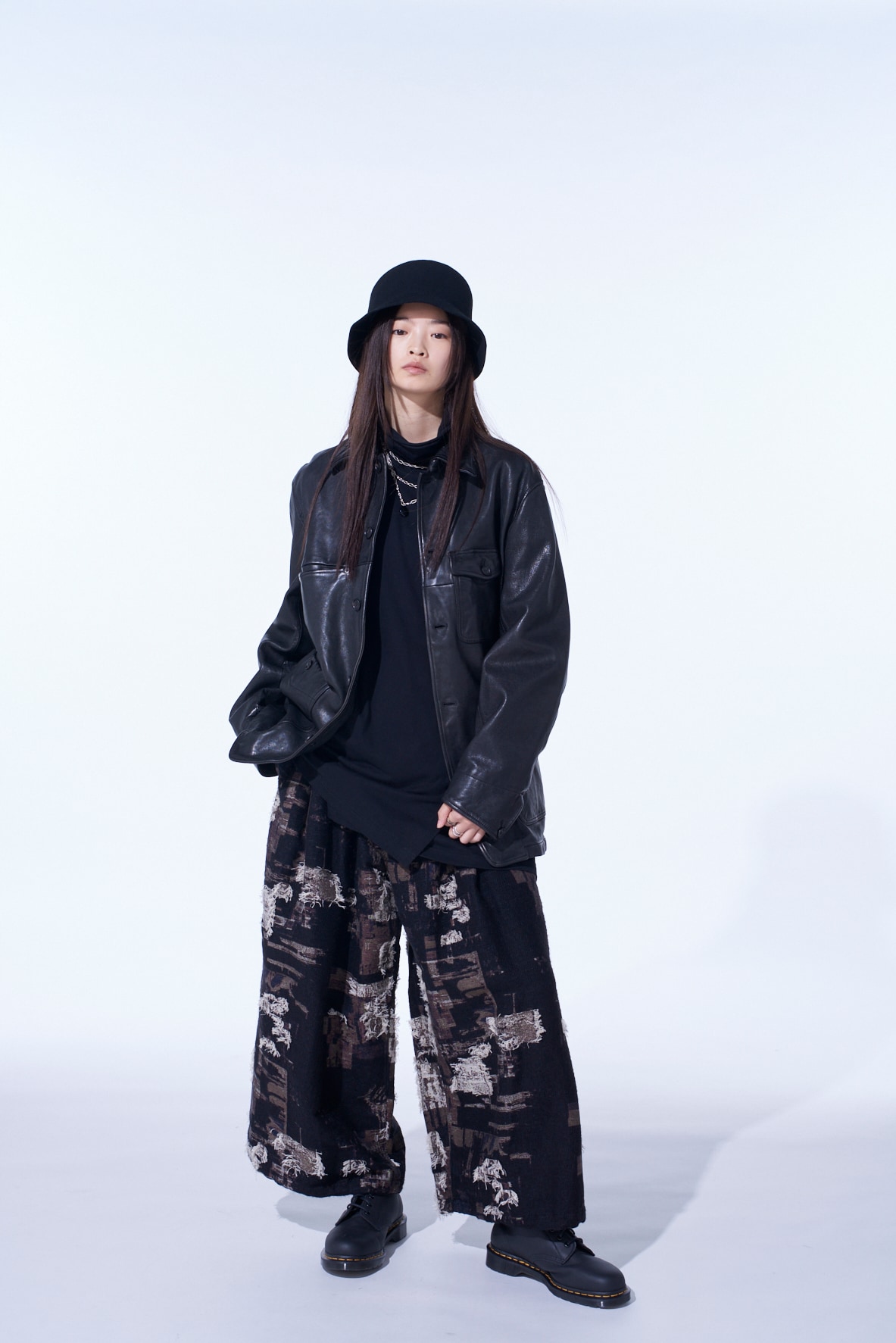 PATCHWORK CUT JACQUARD BALLOON PANTS