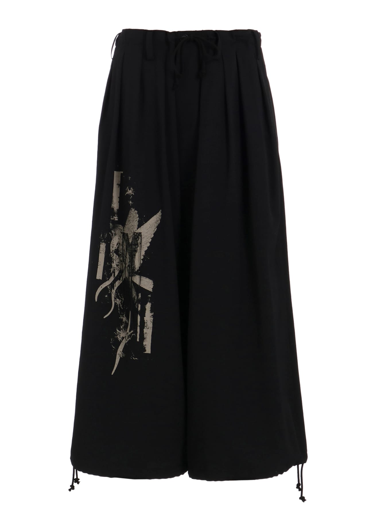 WASHER WOOL GABARDINE PRINT EMBROIDERY BALLOON PANTS