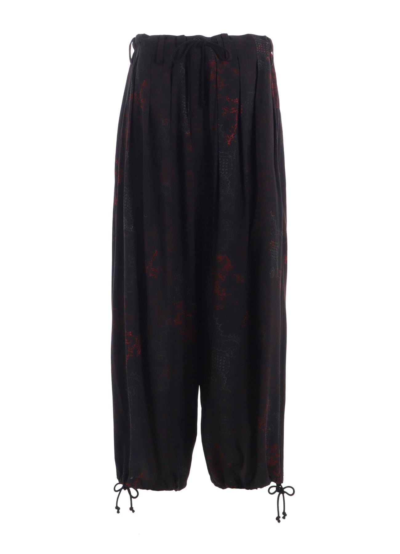 RAYON CRIMSON LACE PRINT BALLOON PANTS