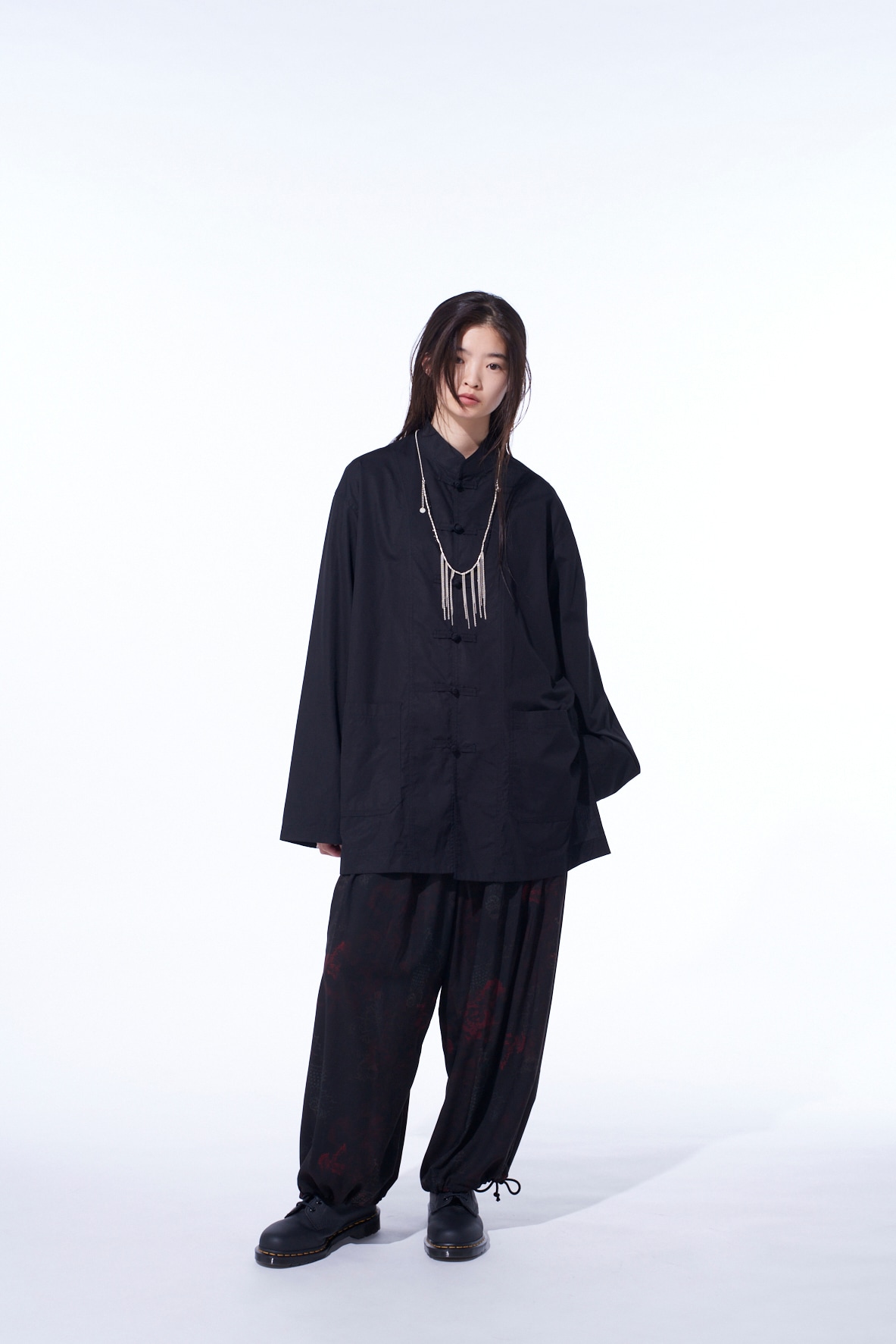 RAYON CRIMSON LACE PRINT BALLOON PANTS