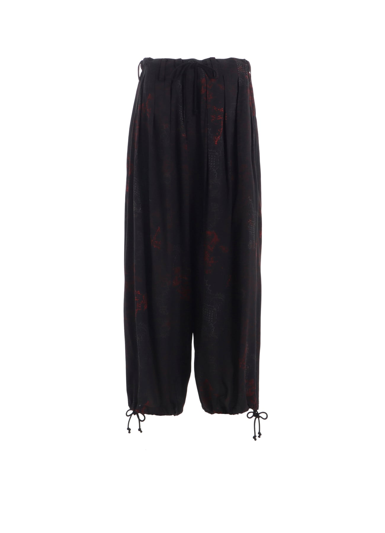RAYON CRIMSON LACE PRINT BALLOON PANTS