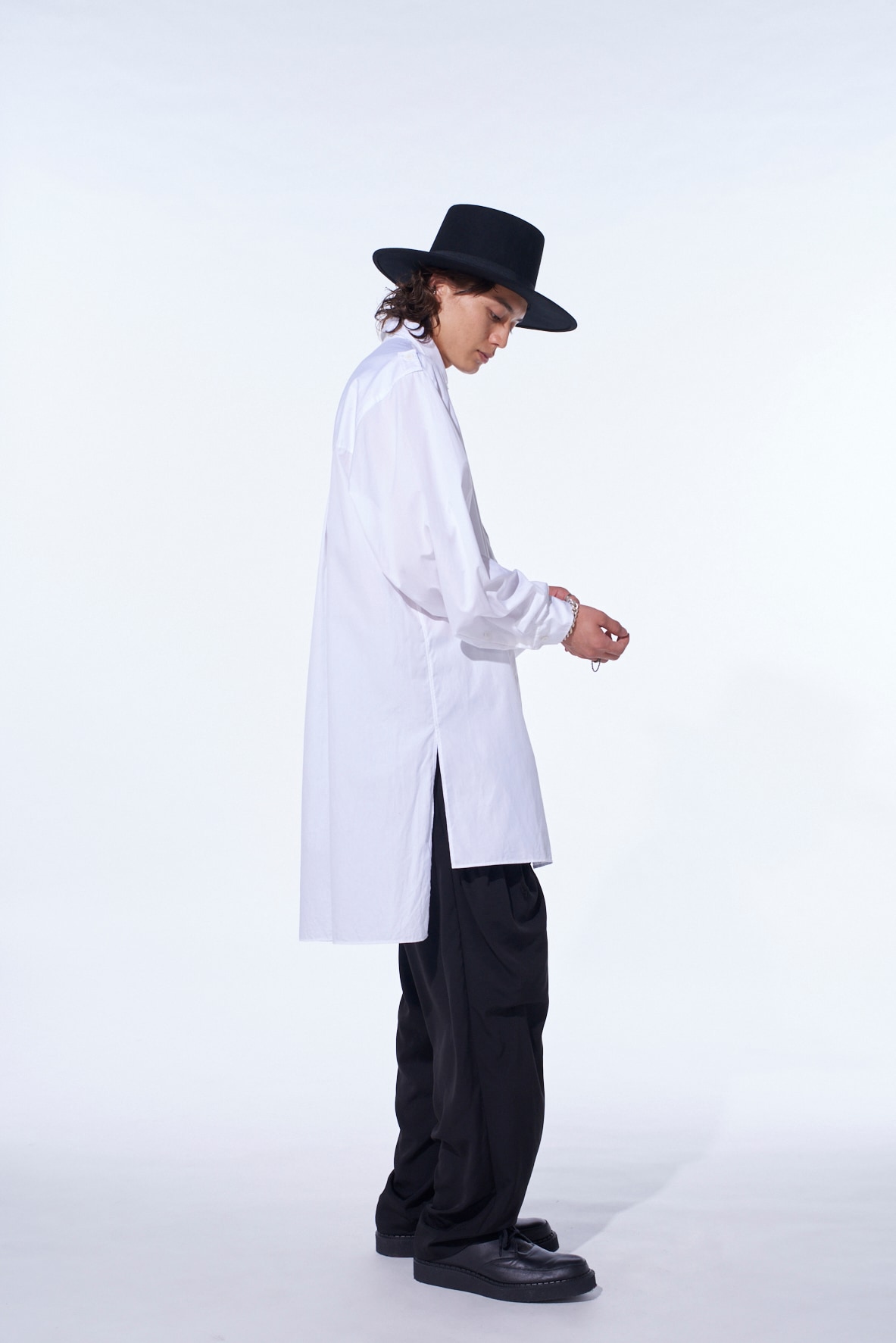 CREPE de CHINE SHIRRING POCKETS TAPERED PANTS