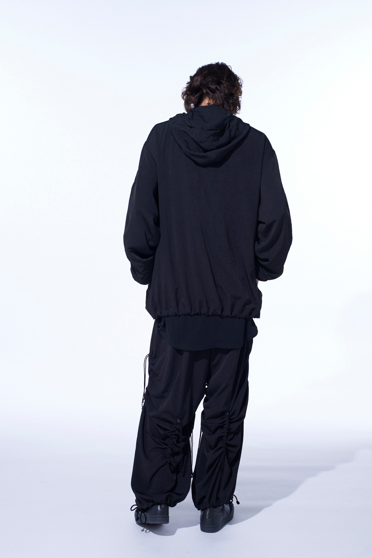 CREPE de CHINE SHIRRING WIDE PANTS