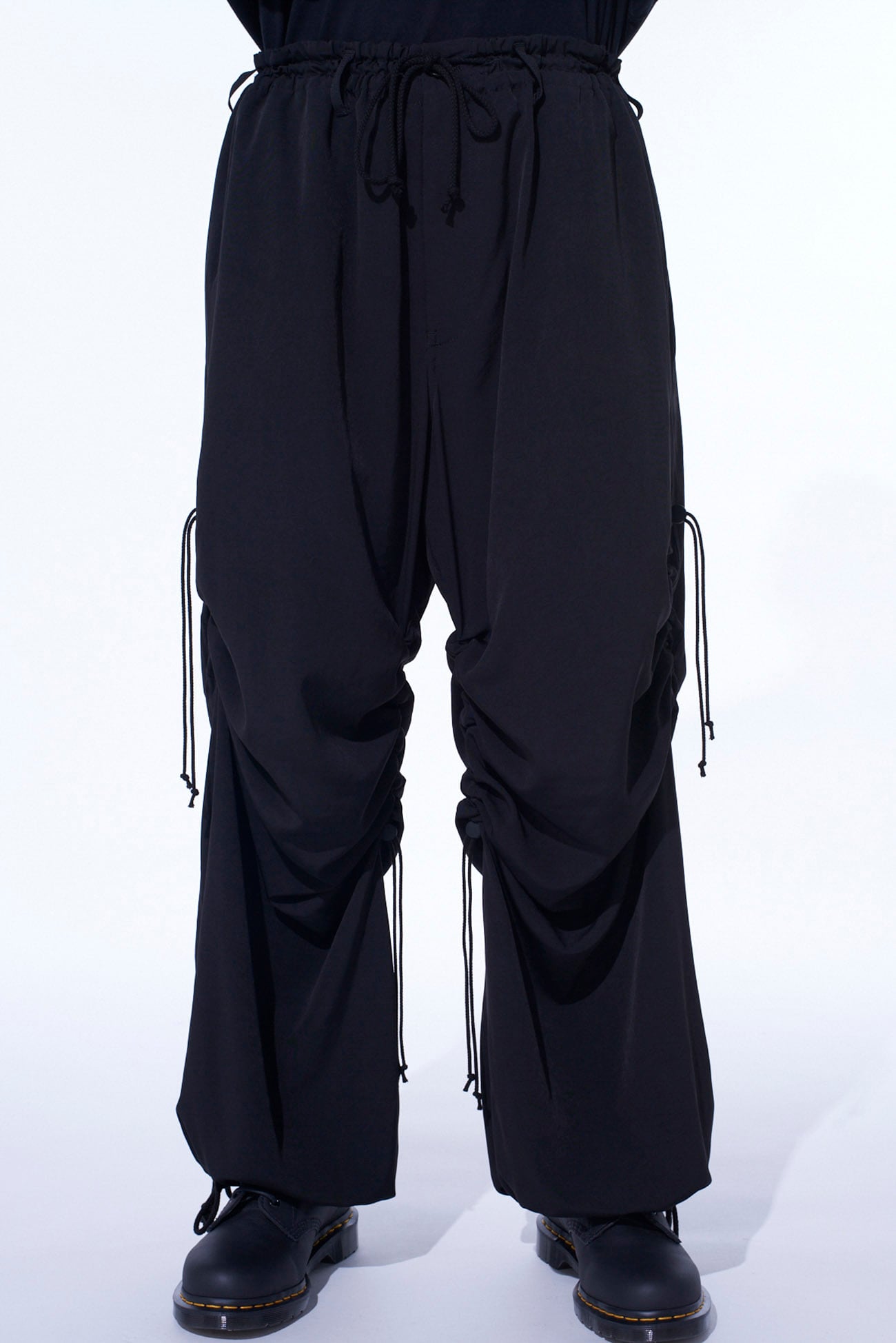 CREPE de CHINE SHIRRING WIDE PANTS