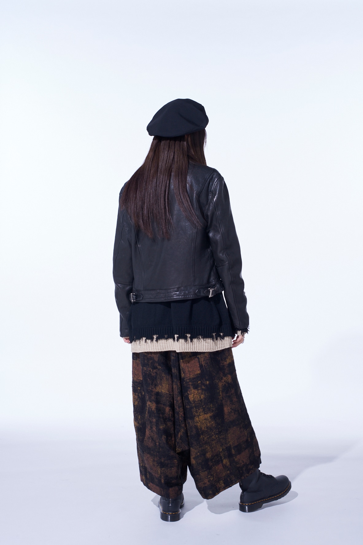 CHECK JACQUARD WIDE SAROUEL PANTS