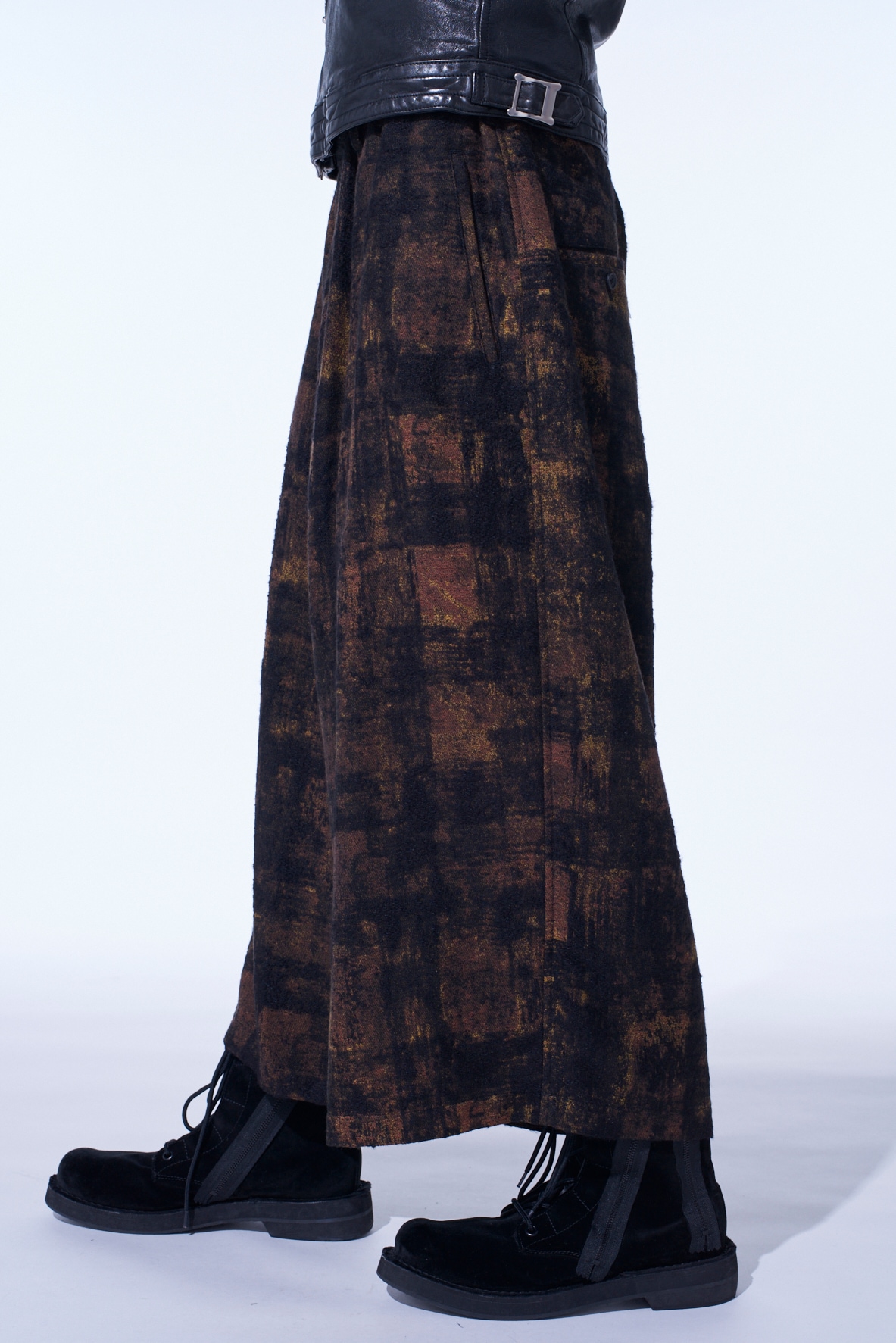 CHECK JACQUARD WIDE SAROUEL PANTS