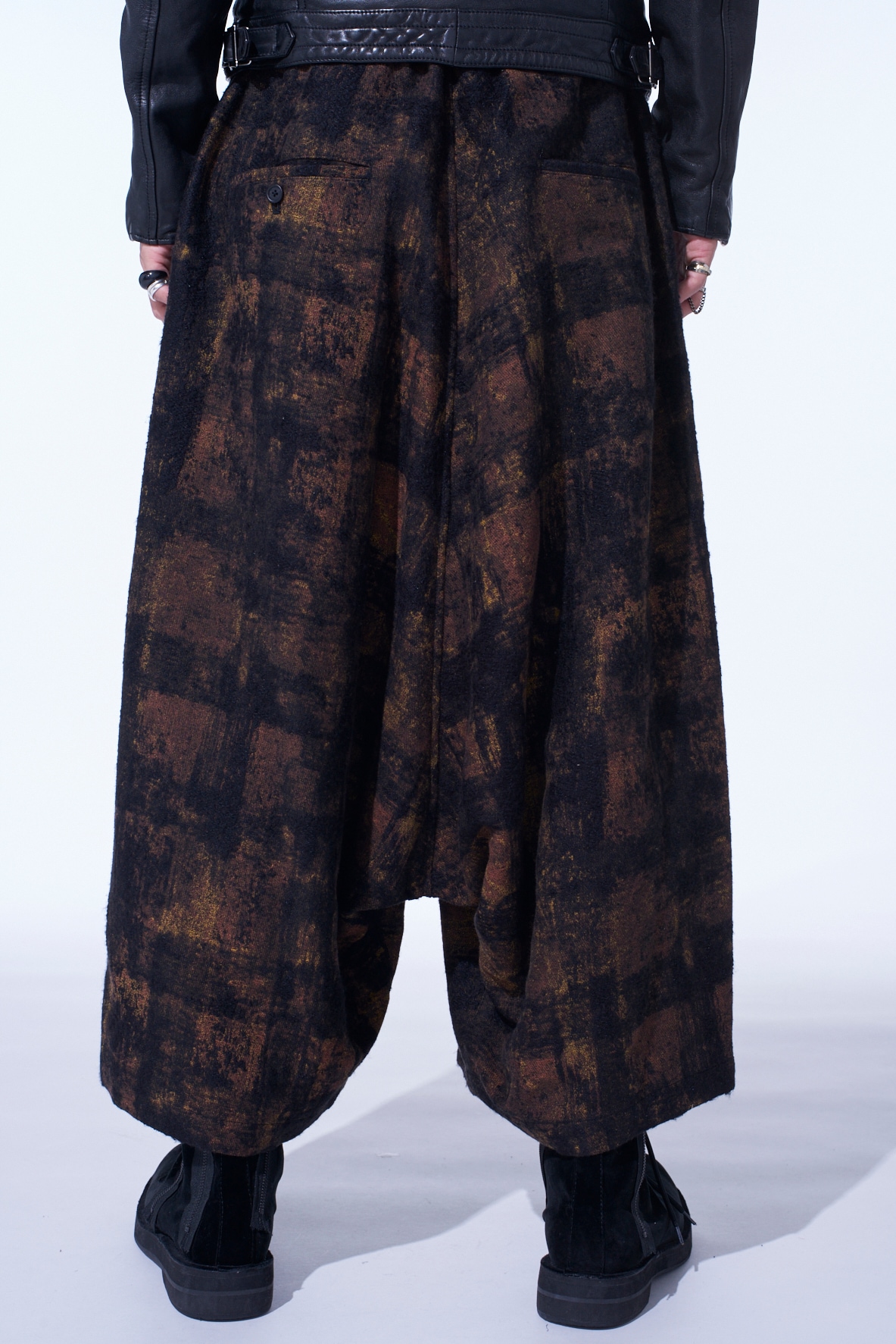 CHECK JACQUARD WIDE SAROUEL PANTS