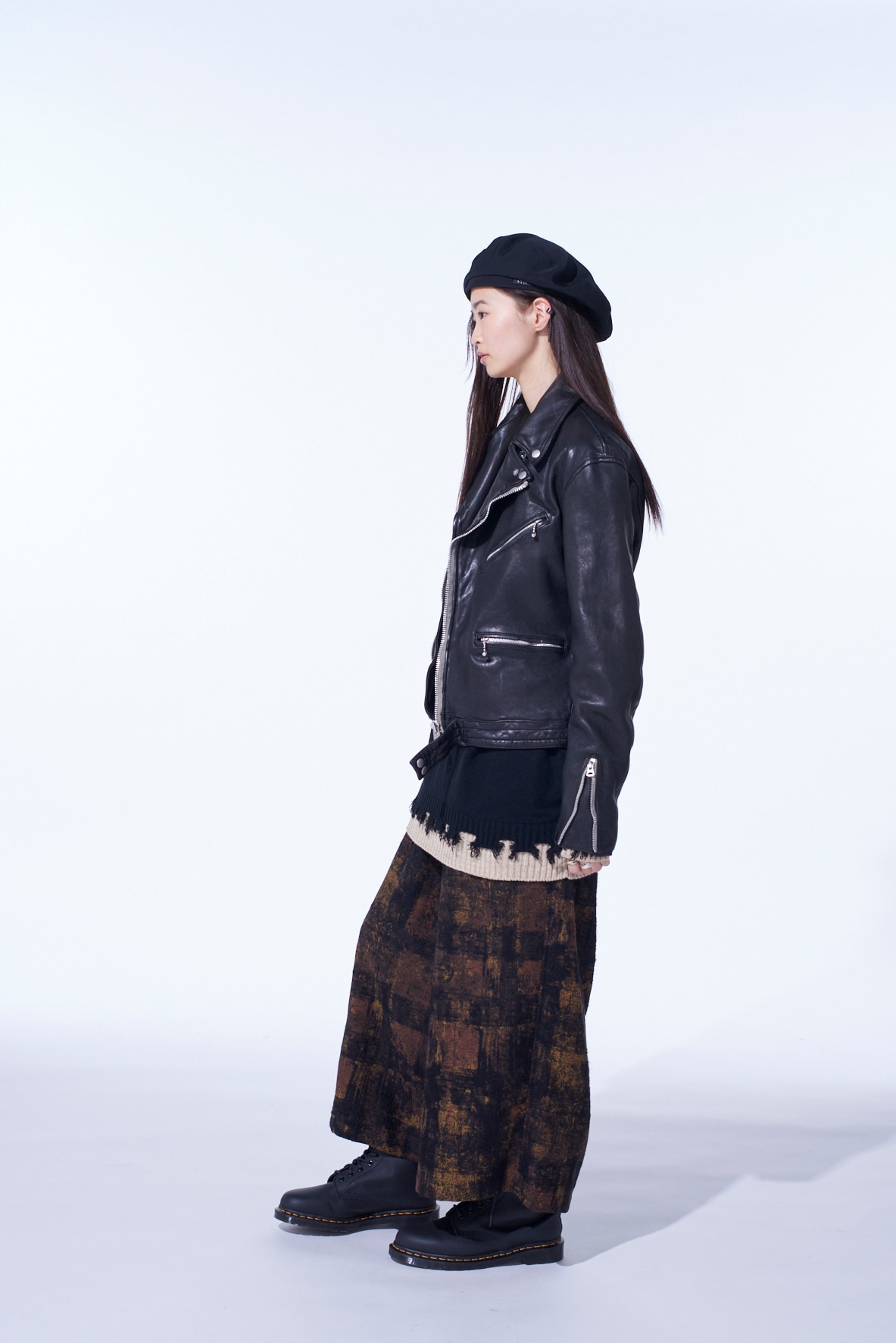 CHECK JACQUARD WIDE SAROUEL PANTS