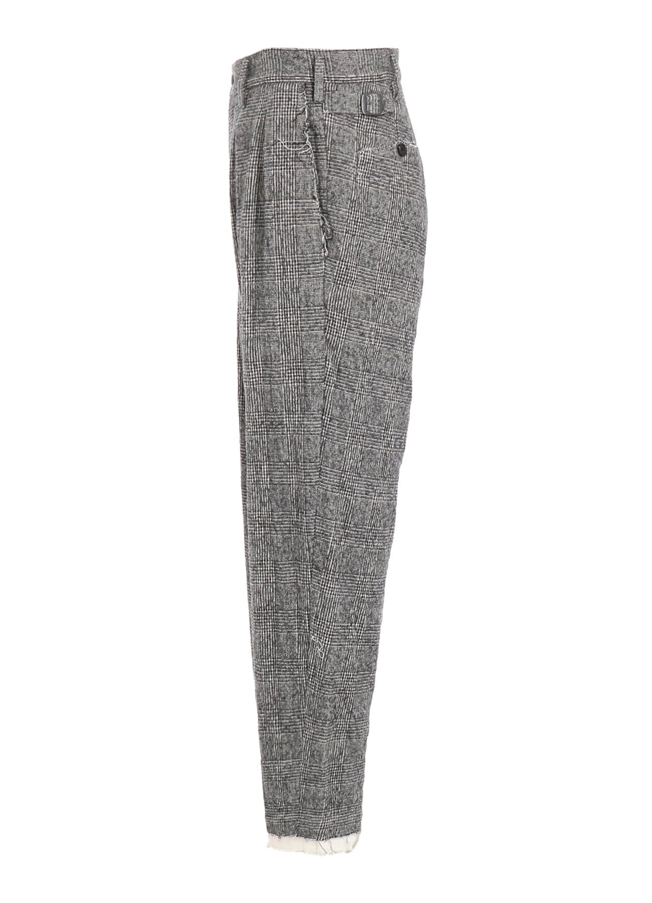 GLEN CHECK CUT-OUT HEM PANTS