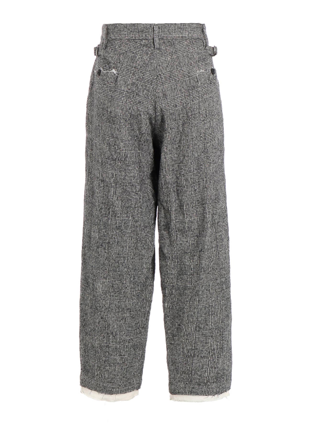 GLEN CHECK CUT-OUT HEM PANTS