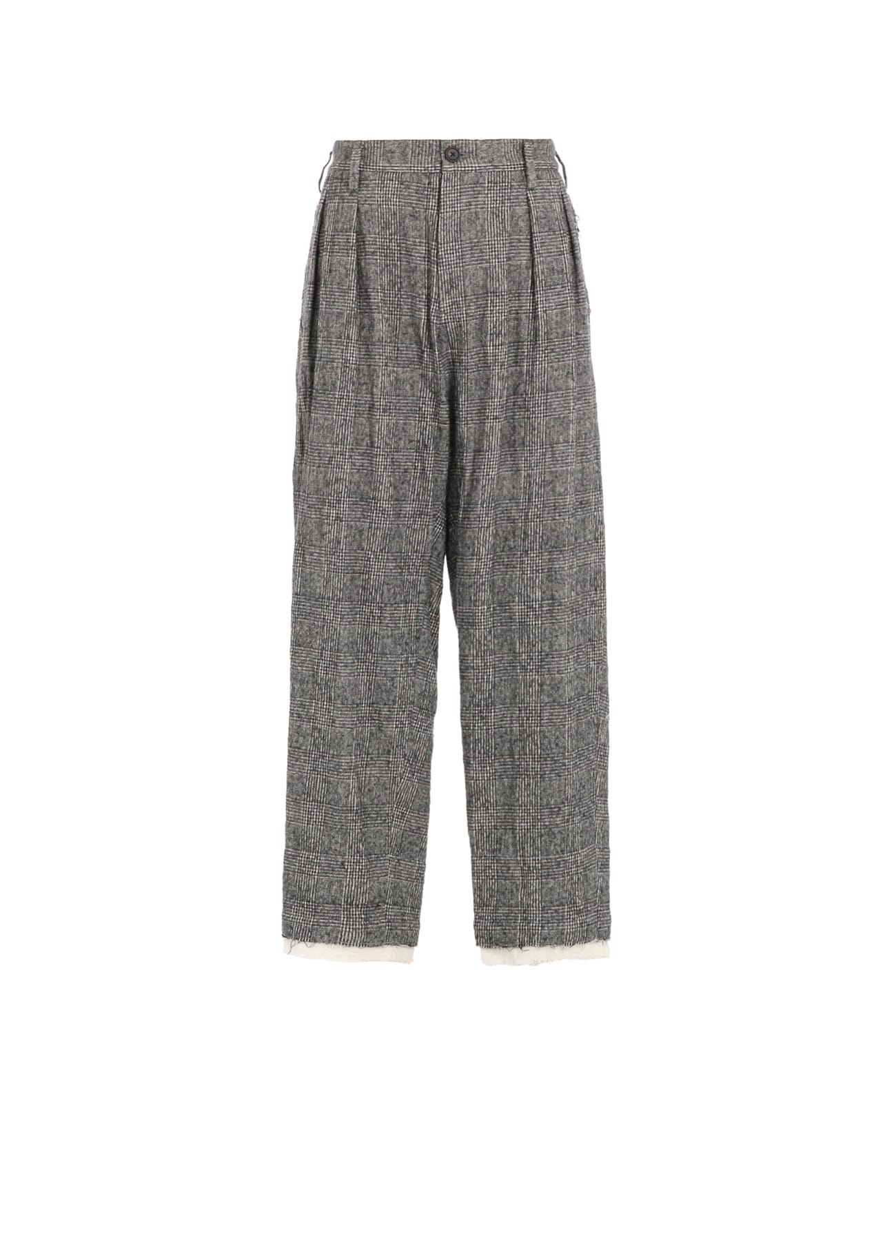 GLEN CHECK CUT-OUT HEM PANTS