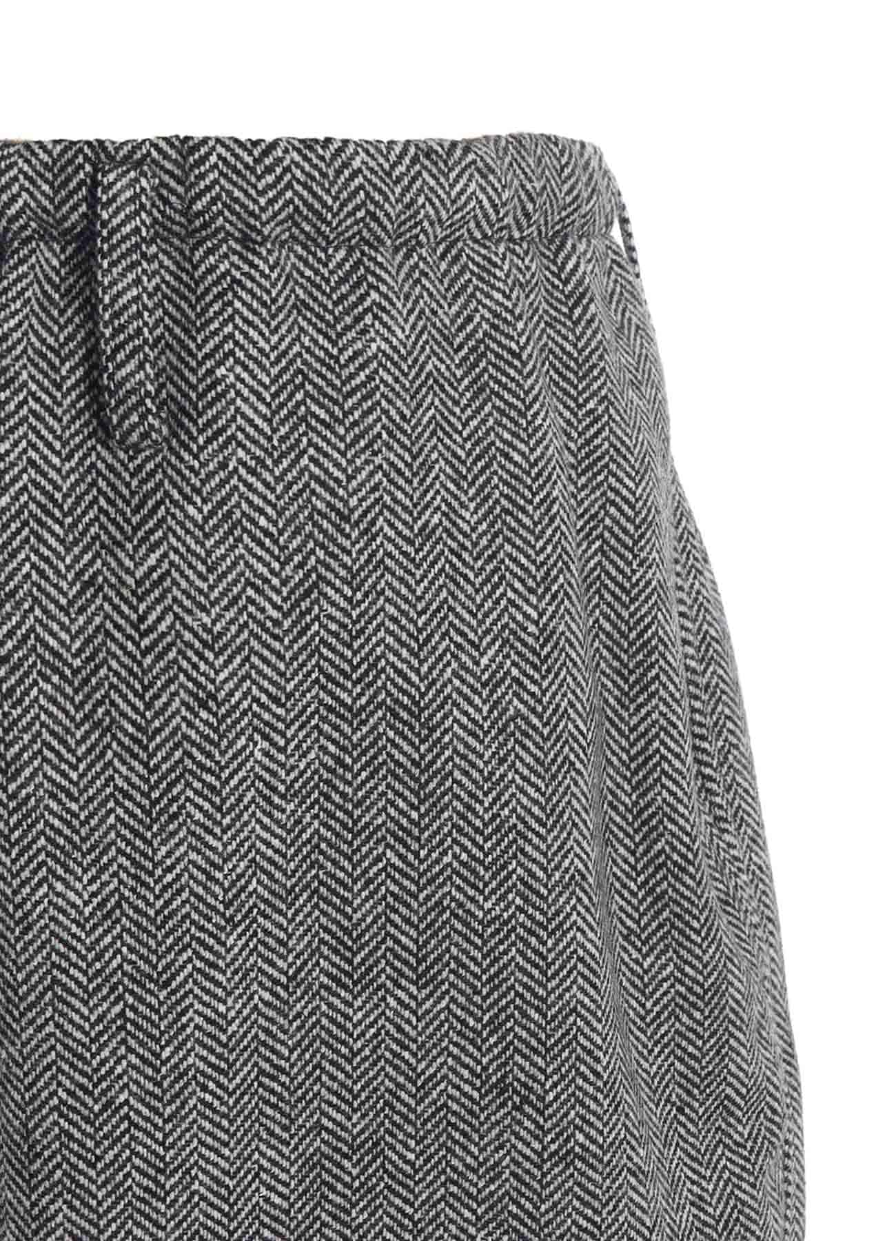 HERRINGBONE TWEED WAIST-STRING WIDE PANTS