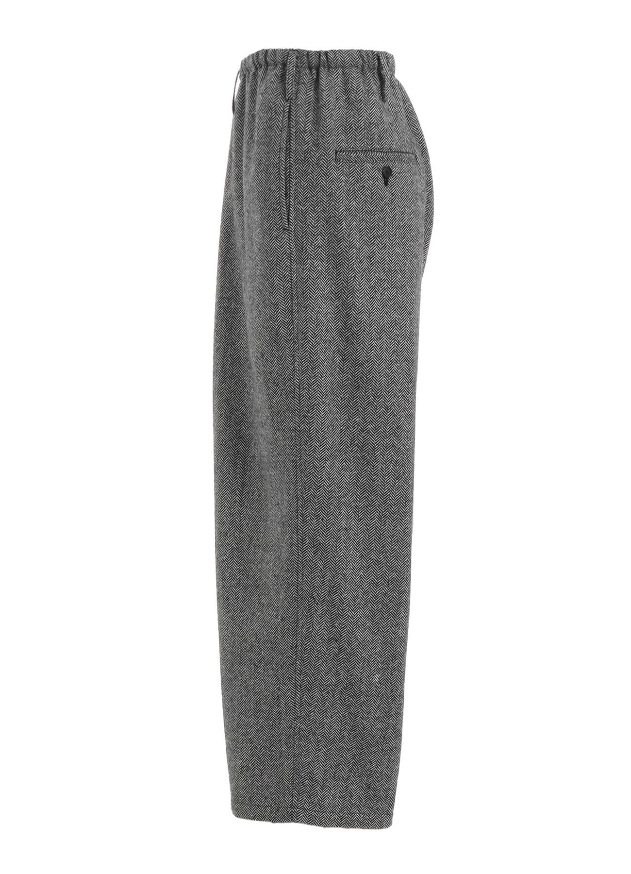 HERRINGBONE TWEED WAIST-STRING WIDE PANTS